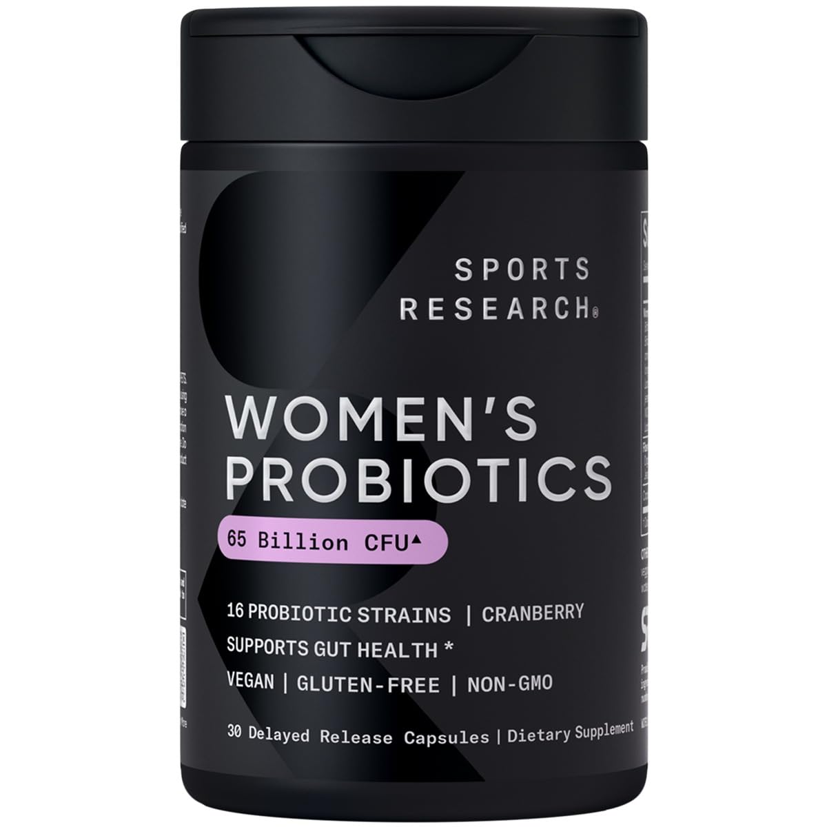 Sports Research Women's Probiotics with Prebiotics, 65 Billion CFU - Vegan Capsules for Gut Health & Digestive Support, Probiotics for Women with Cranberry - Non-GMO Verified & Gluten Free - 30 Count - OzHealthStandard