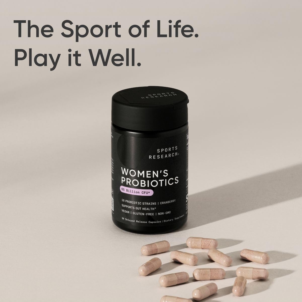 Sports Research Women's Probiotics with Prebiotics, 65 Billion CFU - Vegan Capsules for Gut Health & Digestive Support, Probiotics for Women with Cranberry - Non-GMO Verified & Gluten Free - 30 Count - OzHealthStandard