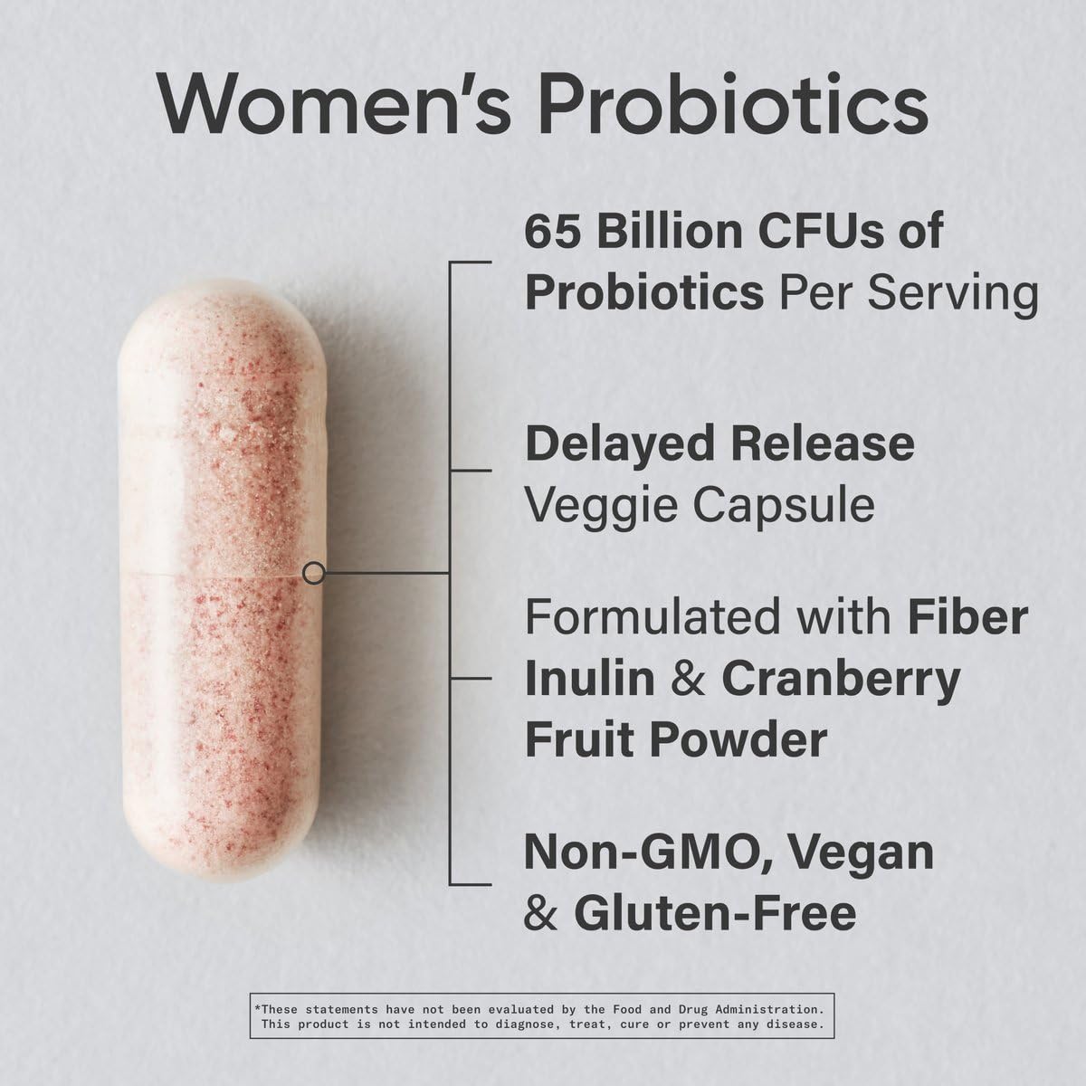 Sports Research Women's Probiotics with Prebiotics, 65 Billion CFU - Vegan Capsules for Gut Health & Digestive Support, Probiotics for Women with Cranberry - Non-GMO Verified & Gluten Free - 30 Count - OzHealthStandard