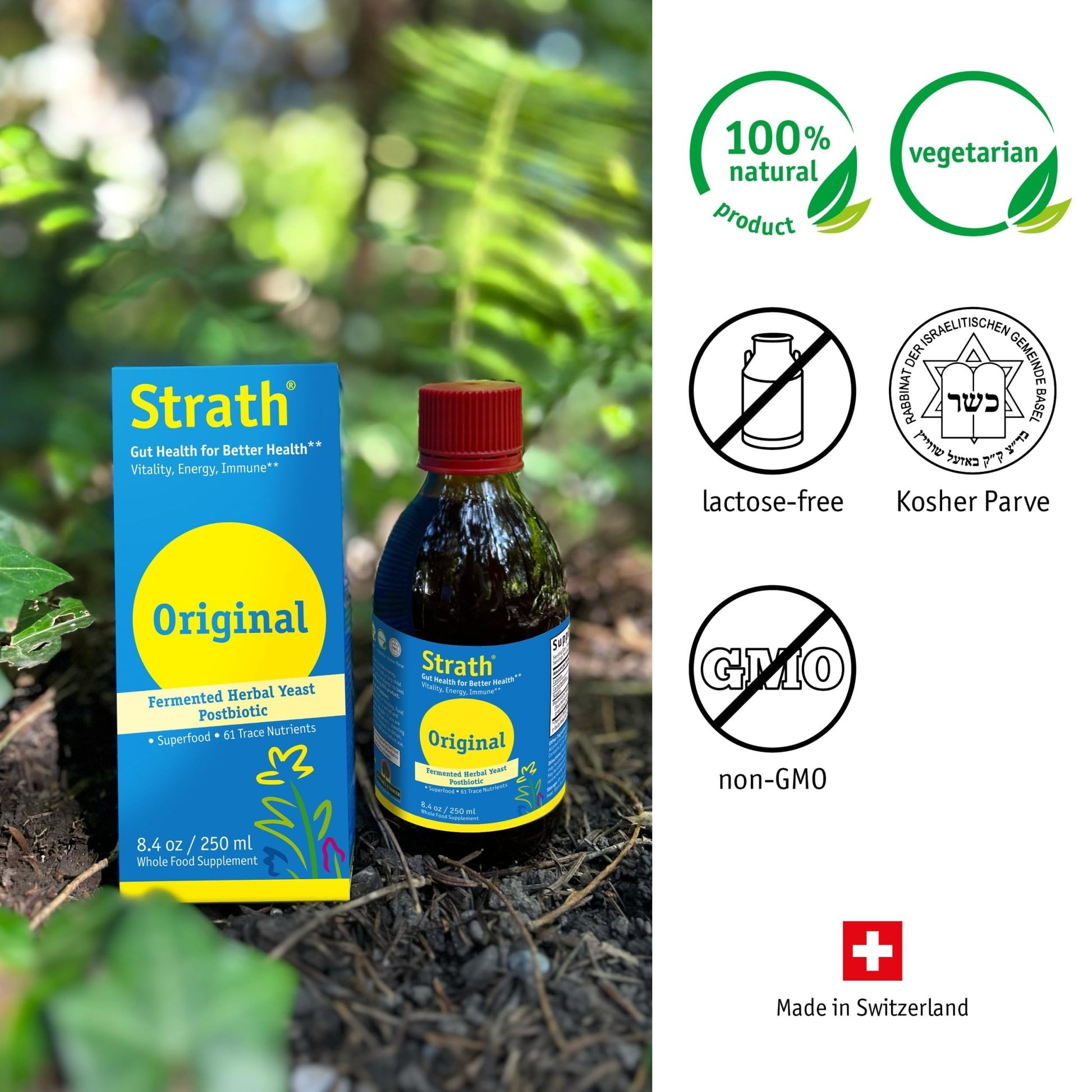 Strath Fermented Herbal Yeast Postbiotic - (8.4 Fl oz) Daily Nutritional Food Supplement Liquid | Supports Metabolism | Vegetarian | Lactose-Free | No Artificial Additives - OzHealthStandard