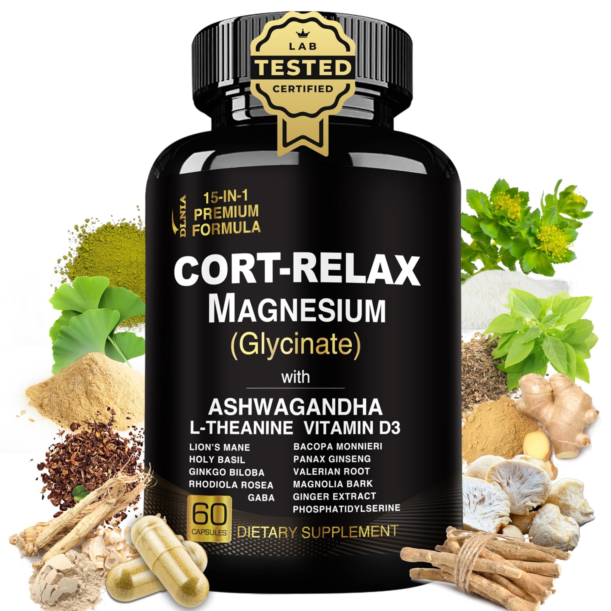 Super Calm Cortisol Supplements for Women & Men with Magnesium Glycinate, Ashwagandha, L-Theanine, Phosphatidylserine, Ginkgo & Lions Mane for Calm, Focus, Mental Clarity, Relaxation, Sleep, Energy - OzHealthStandard