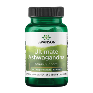 Swanson Ultimate Ashwagandha KSM-66 - Herbal Supplement Supporting Healthy Stress Levels & Relaxation - Natural Formula to Promote a Calm & Relaxed Mindset - (60 Veggie Capsules, 250mg Each) - OzHealthStandard