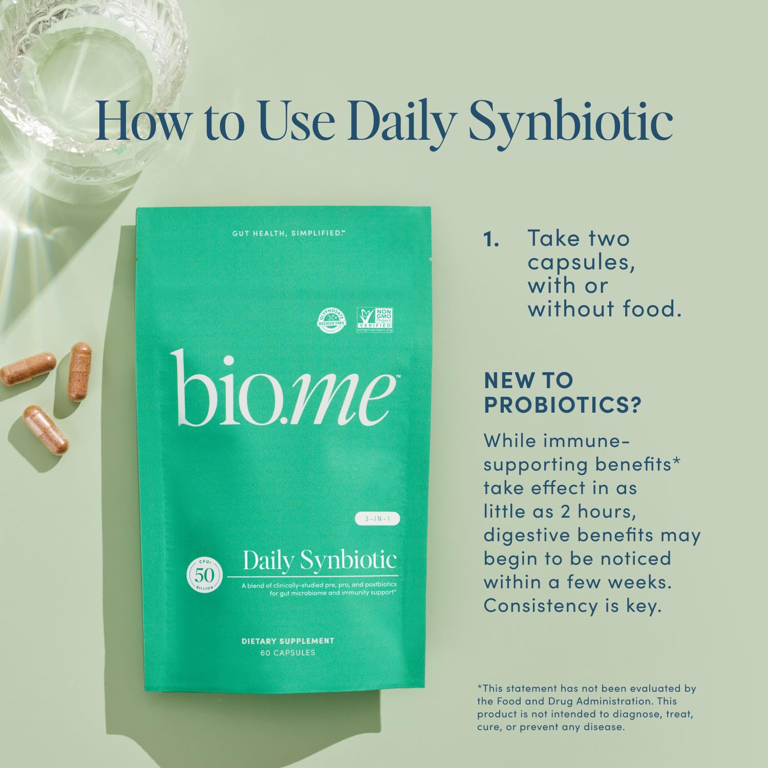 Synbiotic 3-in-1 Prebiotics, Probiotics & Postbiotics for Digestive Health, Gut Health, Immune Support & Bloating Relief for Men & Women - 50 Billion CFU Per Serving - Vegan, 60 Capsules (30 Servings) - OzHealthStandard