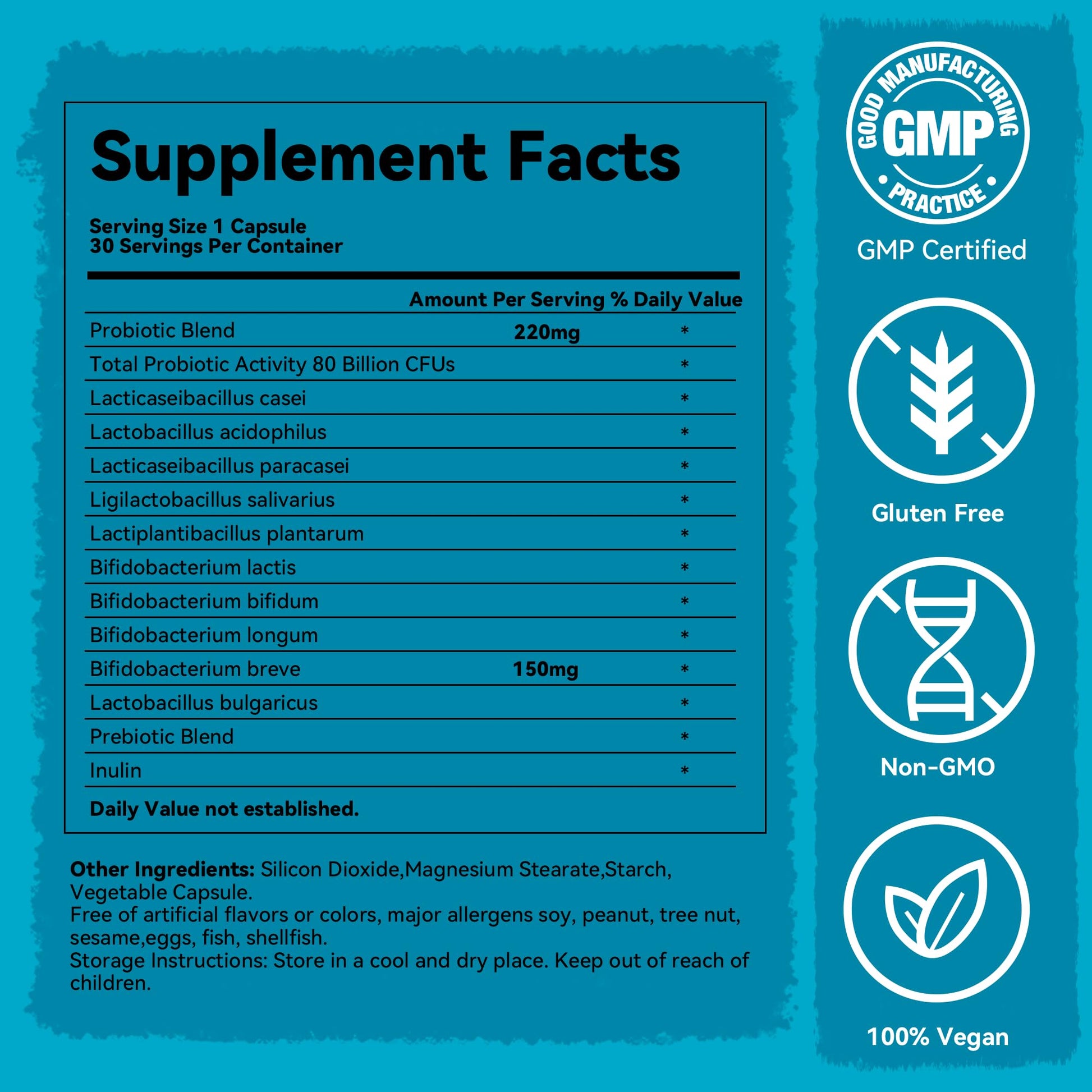 Teelne Probiotics 80 Billion CFU - 10 strains, Prebiotic+ Probiotics Support Digestive & Gut Health, Bloating & Constipation Relief, 30 Capsules (30-Day Supply) - OzHealthStandard