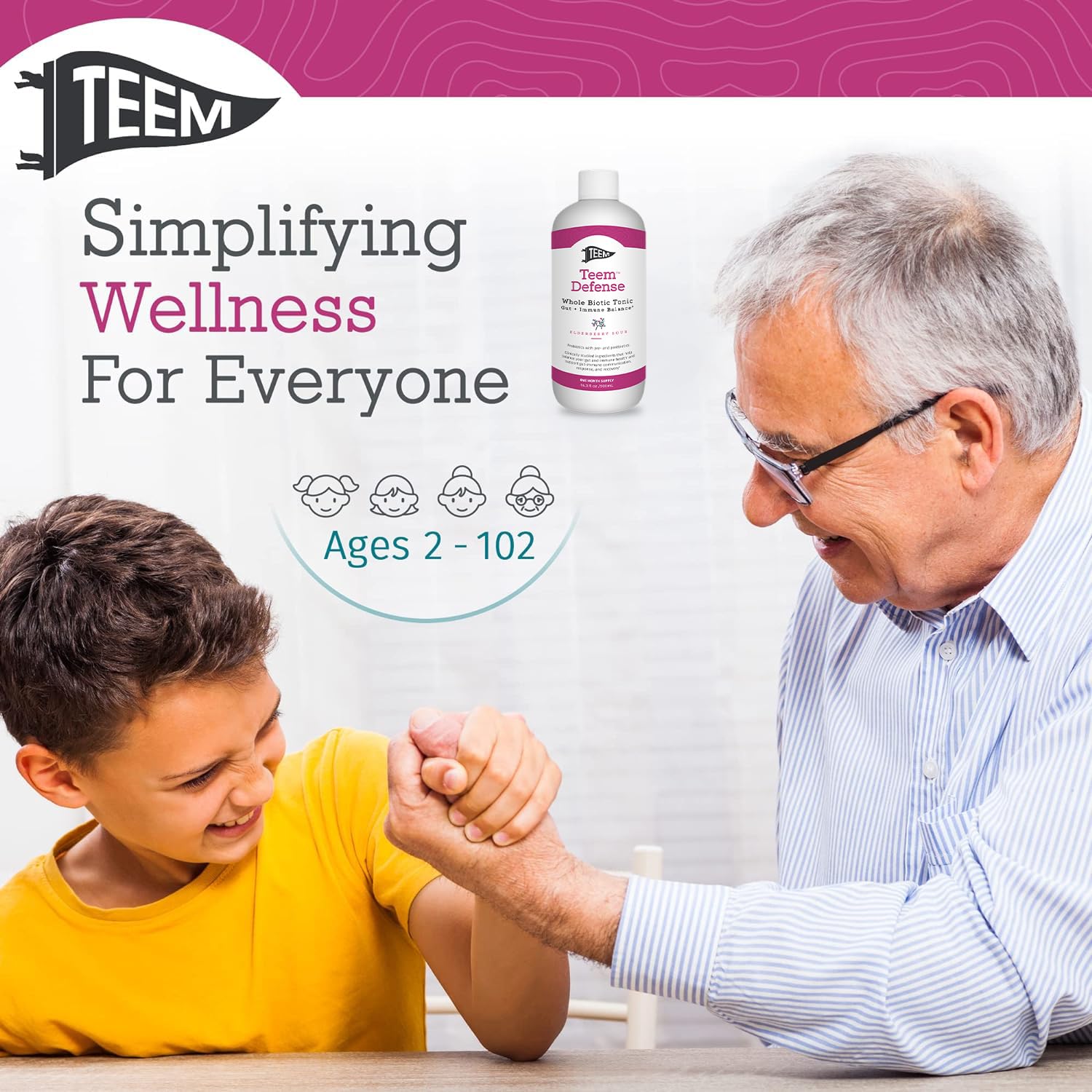 Teem Defense Liquid Probiotic with Elderberry, Whole Biotic Tonic for Digestion & Immunity, Prebiotic Probiotic & Postbiotic Supplement for Kids and Adults, 30 Day Supply – 16.3 Fl.Oz - OzHealthStandard