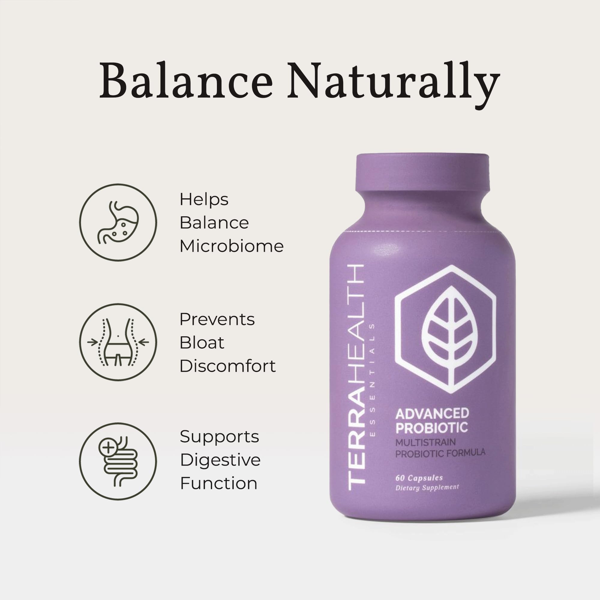 Terra Health Essentials Advanced Probiotics | 50 Billion CFU | Reduce Bloating & Gas, Immune Support | 30-Day Supply (60 Capsules) - OzHealthStandard
