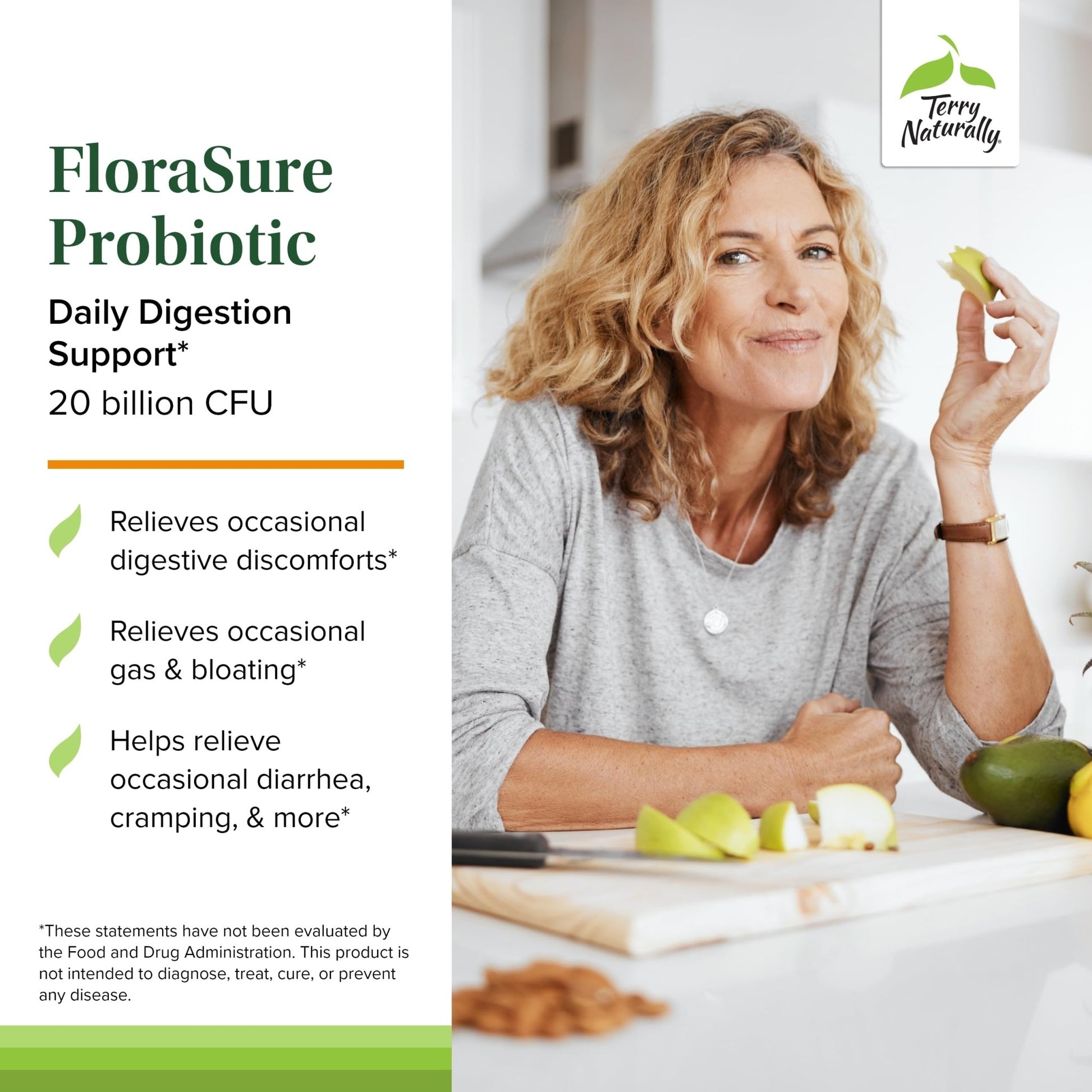 Terry Naturally FloraSure Probiotic - Digestion Supplement to Aid Against Occasional Bloating & Support Gas Relief - Gut Health Support Supplement with Bifidobacterium Bifidum - 30 Capsules - OzHealthStandard