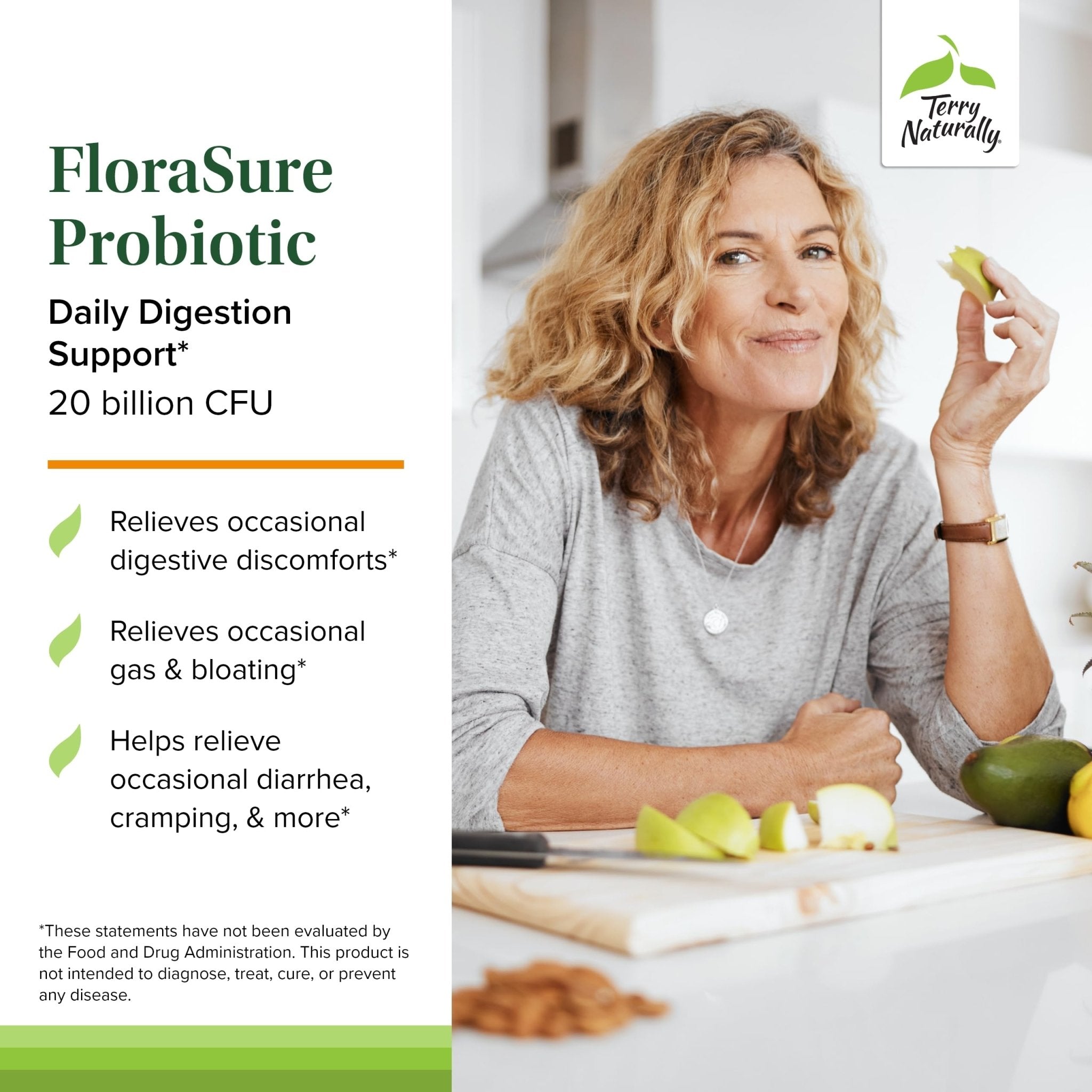 Terry Naturally FloraSure Probiotic - Digestion Supplement to Aid Against Occasional Bloating & Support Gas Relief - Gut Health Support Supplement with Bifidobacterium Bifidum - 30 Capsules - OzHealthStandard