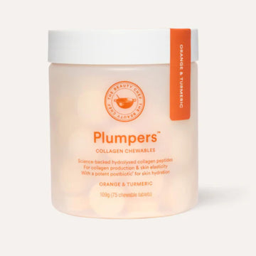 The Beauty Chef Plumpers™ Collagen Chewable Tablets with Hyaluronic Acid & Postbiotic, Supports Skin Elasticity & Collagen, Women's Multivitamin, Collagen Peptides, 75 Tablets (Orange & Turmeric) - OzHealthStandard