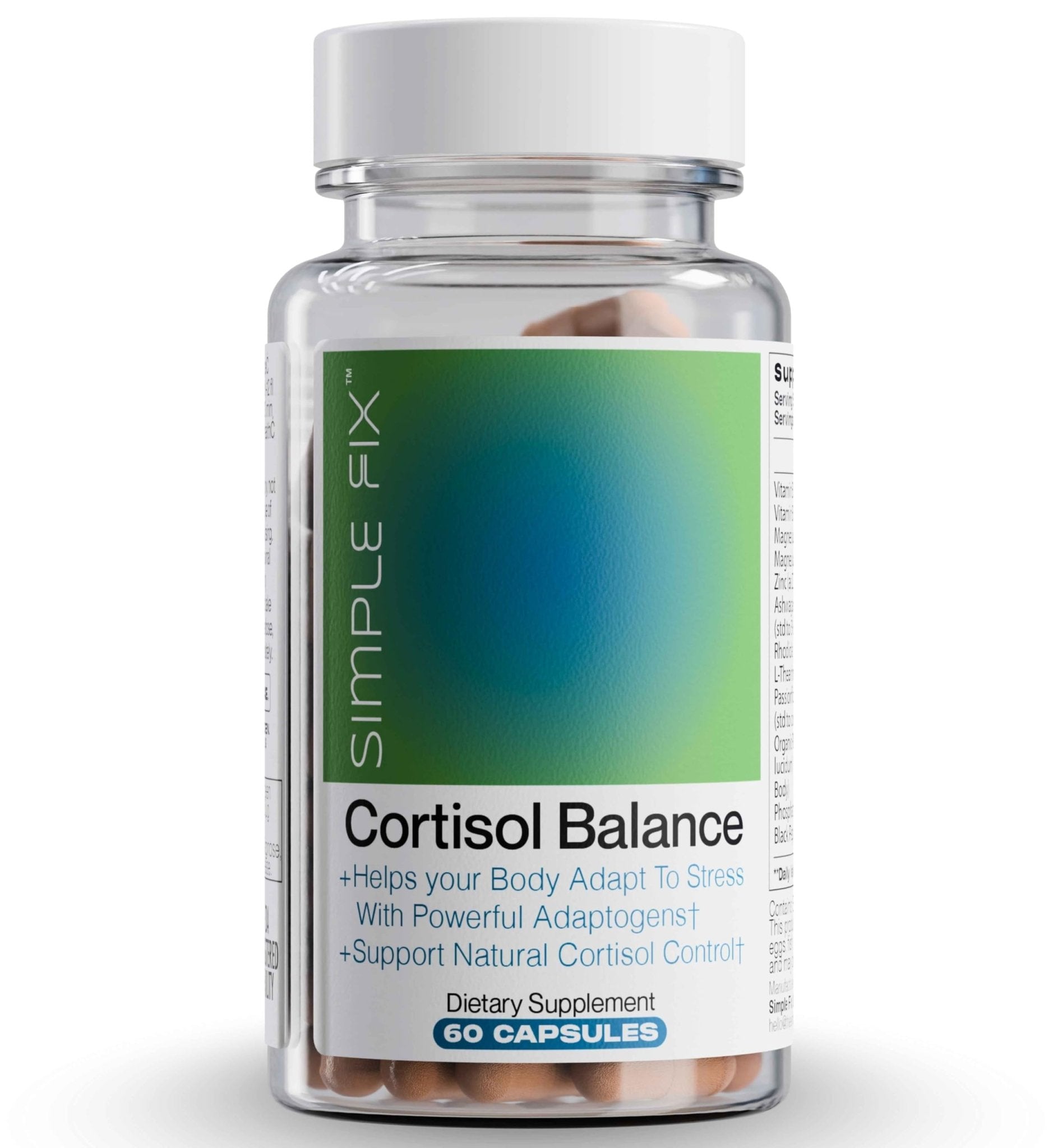 The Simple Fix Cortisol Balance Supplement – Supports Stress, Focus & Daily Energy – with Ashwagandha, Rhodiola Rosea, L-Theanine, Magnesium, Zinc & B6 – Adaptogen Formula – Vegan Capsules - OzHealthStandard