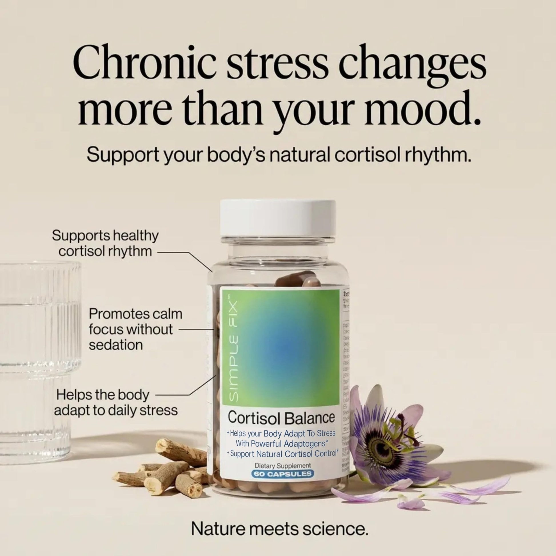 The Simple Fix Cortisol Balance Supplement – Supports Stress, Focus & Daily Energy – with Ashwagandha, Rhodiola Rosea, L-Theanine, Magnesium, Zinc & B6 – Adaptogen Formula – Vegan Capsules - OzHealthStandard