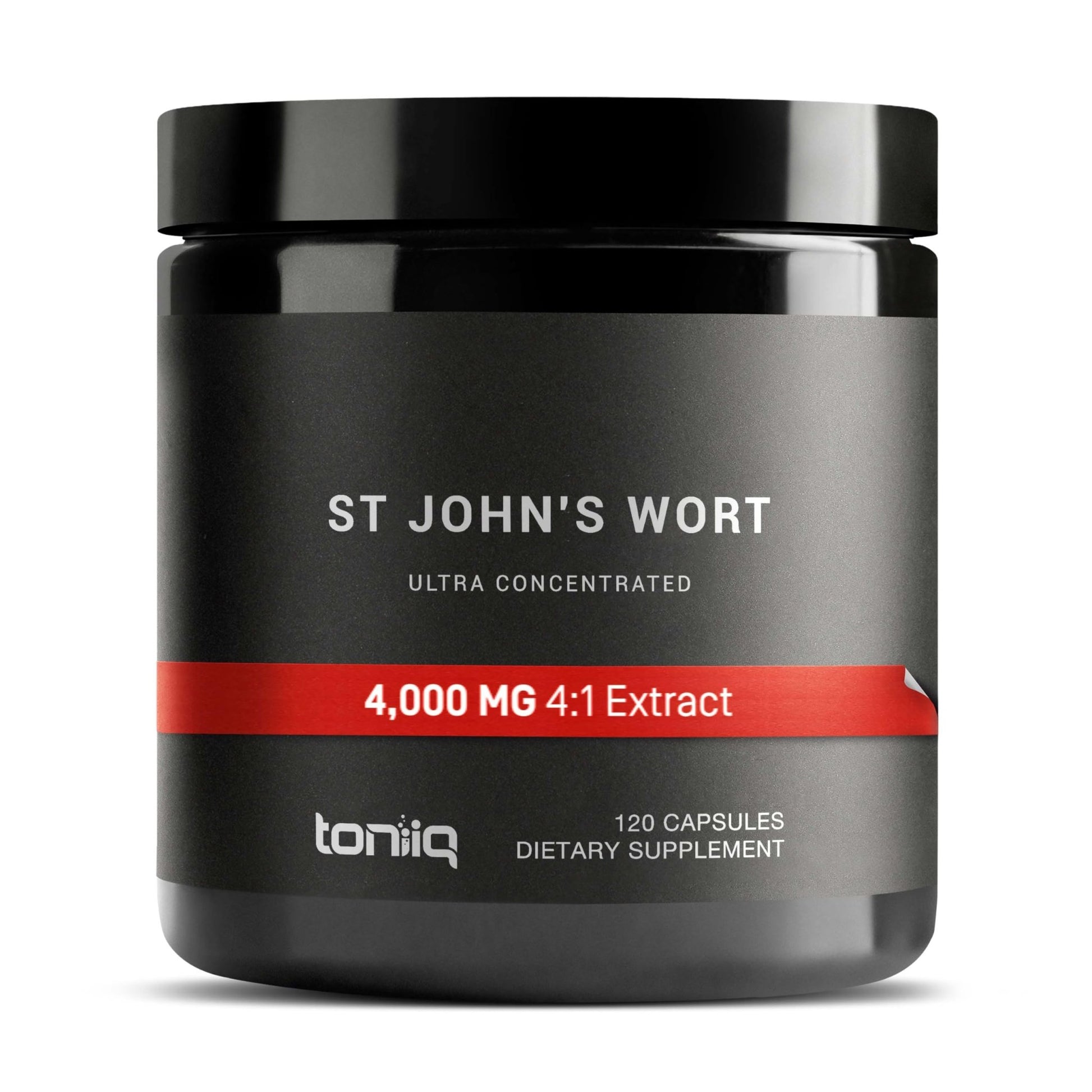 Toniiq 1,000mg Ultra High Strength St. John's Wort Capsules (Non-GMO) - 4X Concentrated Extract - 0.3% Hypericin - Highly Purified and Bioavailable - 120 Capsules - OzHealthStandard