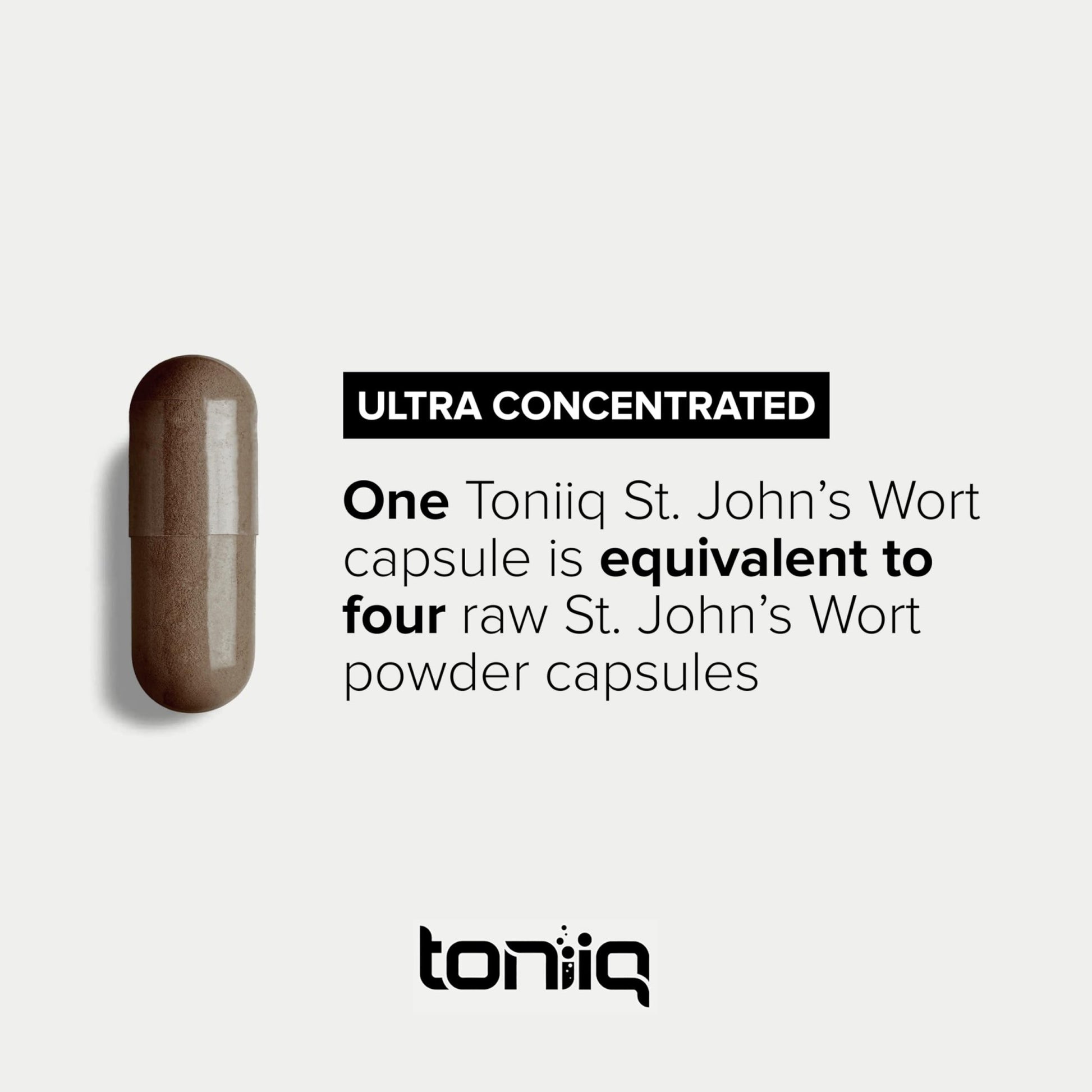 Toniiq 1,000mg Ultra High Strength St. John's Wort Capsules (Non-GMO) - 4X Concentrated Extract - 0.3% Hypericin - Highly Purified and Bioavailable - 120 Capsules - OzHealthStandard