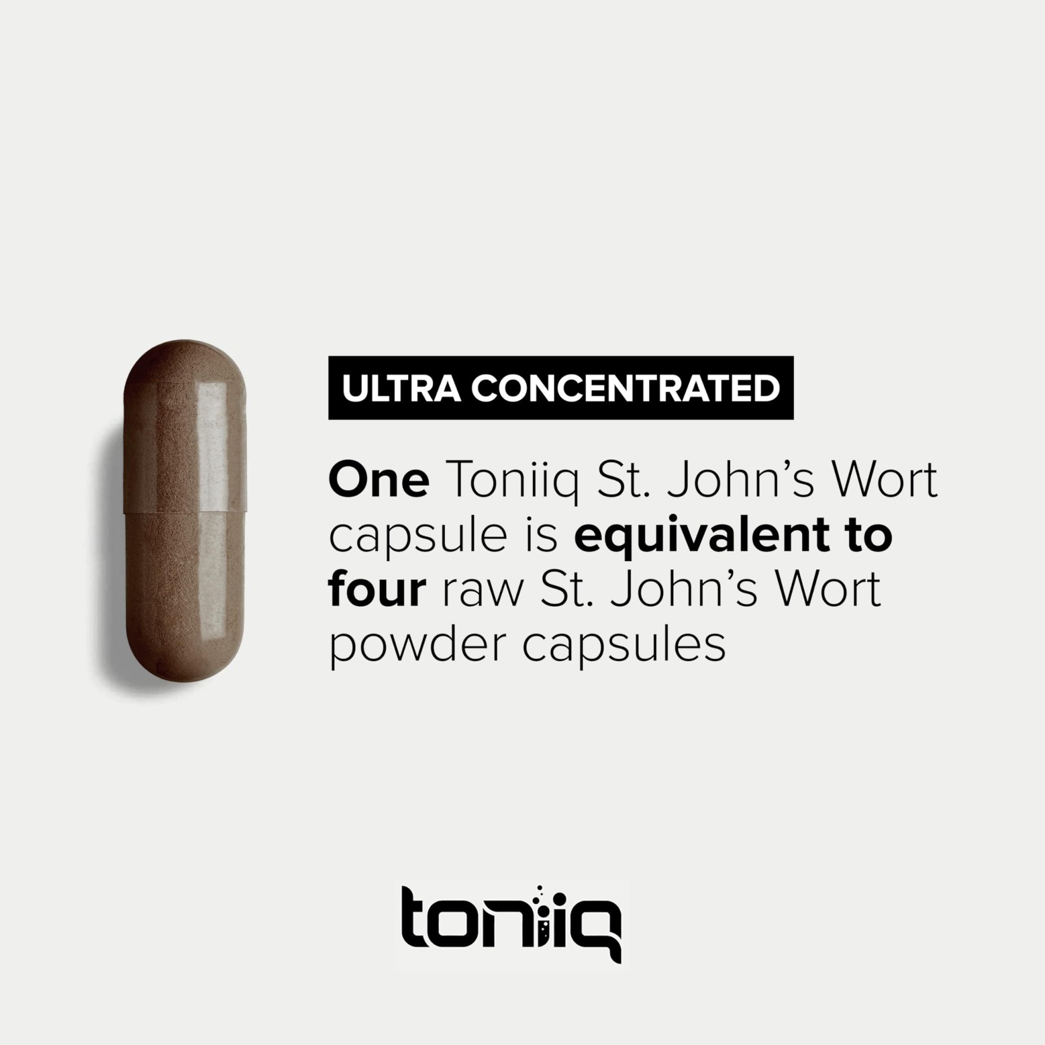 Toniiq 1,000mg Ultra High Strength St. John's Wort Capsules (Non-GMO) - 4X Concentrated Extract - 0.3% Hypericin - Highly Purified and Bioavailable - 120 Capsules - OzHealthStandard