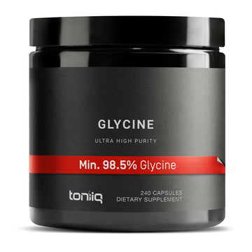 Toniiq 1300mg Glycine Supplements - 4 Month Supply - Min. 98.5%+ Tested Purity - Ultra High Strength and Bioavailable Glycine Powder Supplement - 240 Vegetarian Glycine Capsules - 120 Servings - OzHealthStandard
