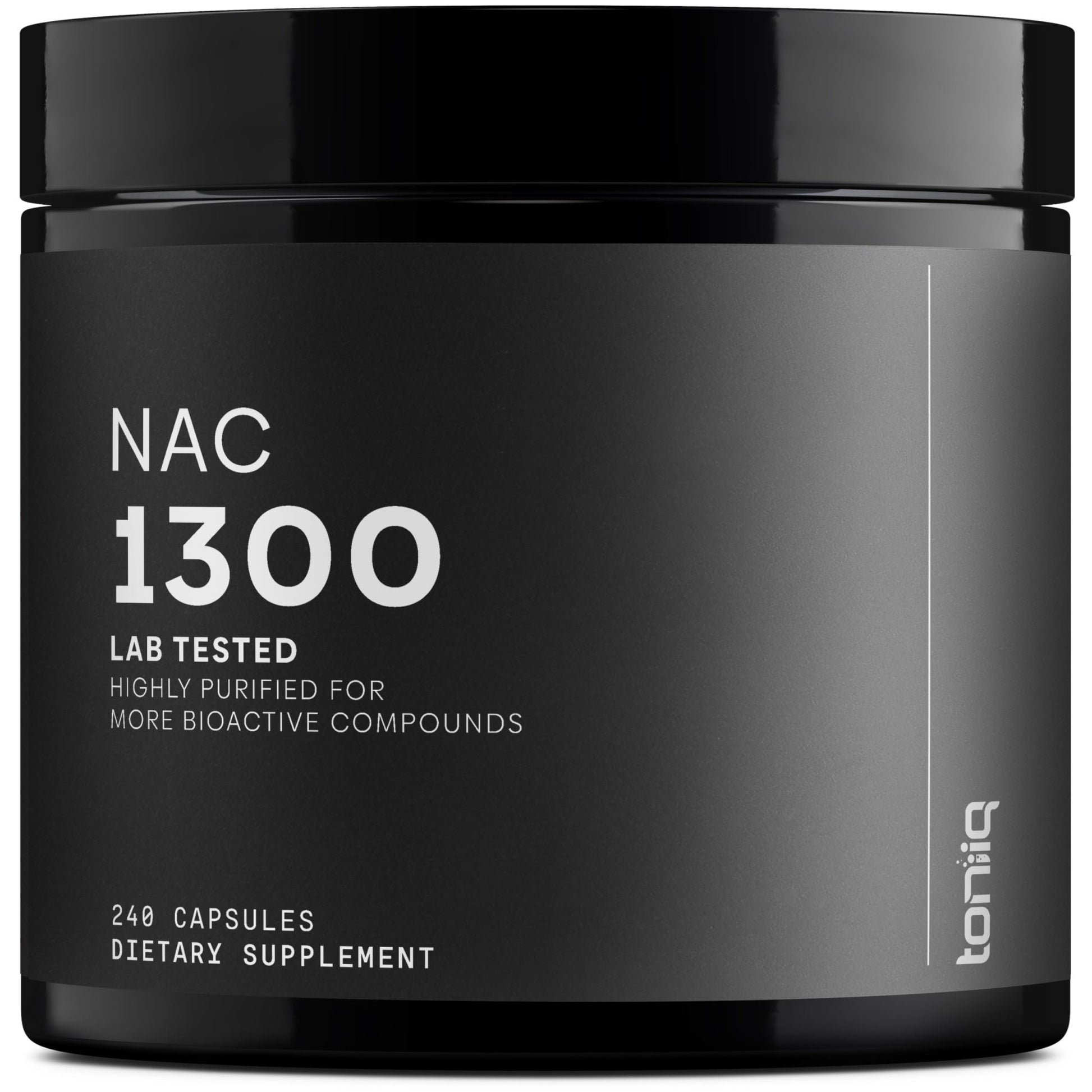 Toniiq 1300mg NAC - 4 Month Supply - Min. 98%+ Tested Purity - Ultra High Strength Bioavailable NAC Cysteine Supplement - 240 Vegetarian N Acetyl Cysteine Capsules -Lab Tested TQ - OzHealthStandard