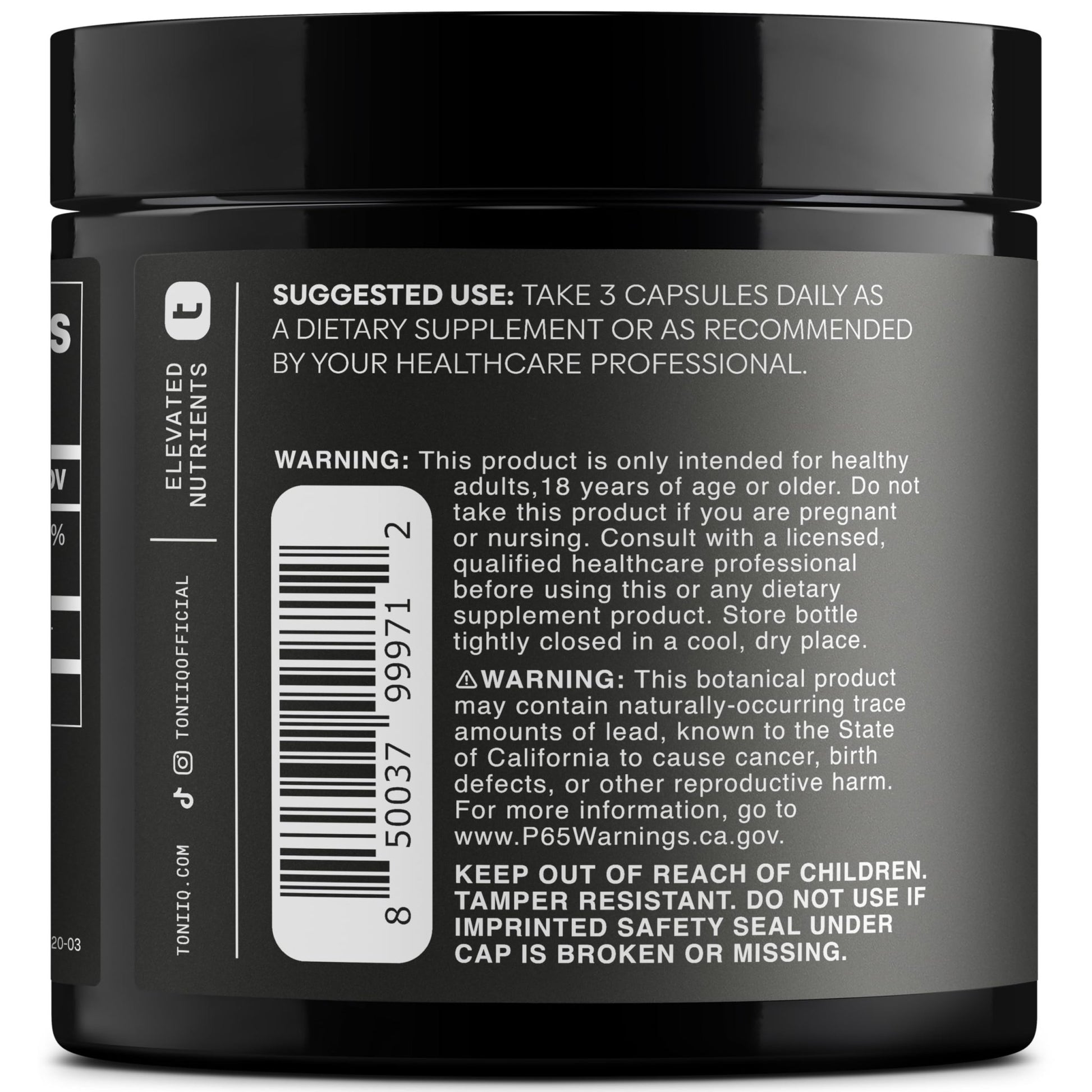 Toniiq 1500mg Ultra High Purity Ca AKG Supplement - 99%+ Highly Purified and Bioavailable Calcium Alpha-Ketoglutarate - Calcium AKG Longevity Supplement - 120 Ca-AKG Vegetarian Capsules - OzHealthStandard