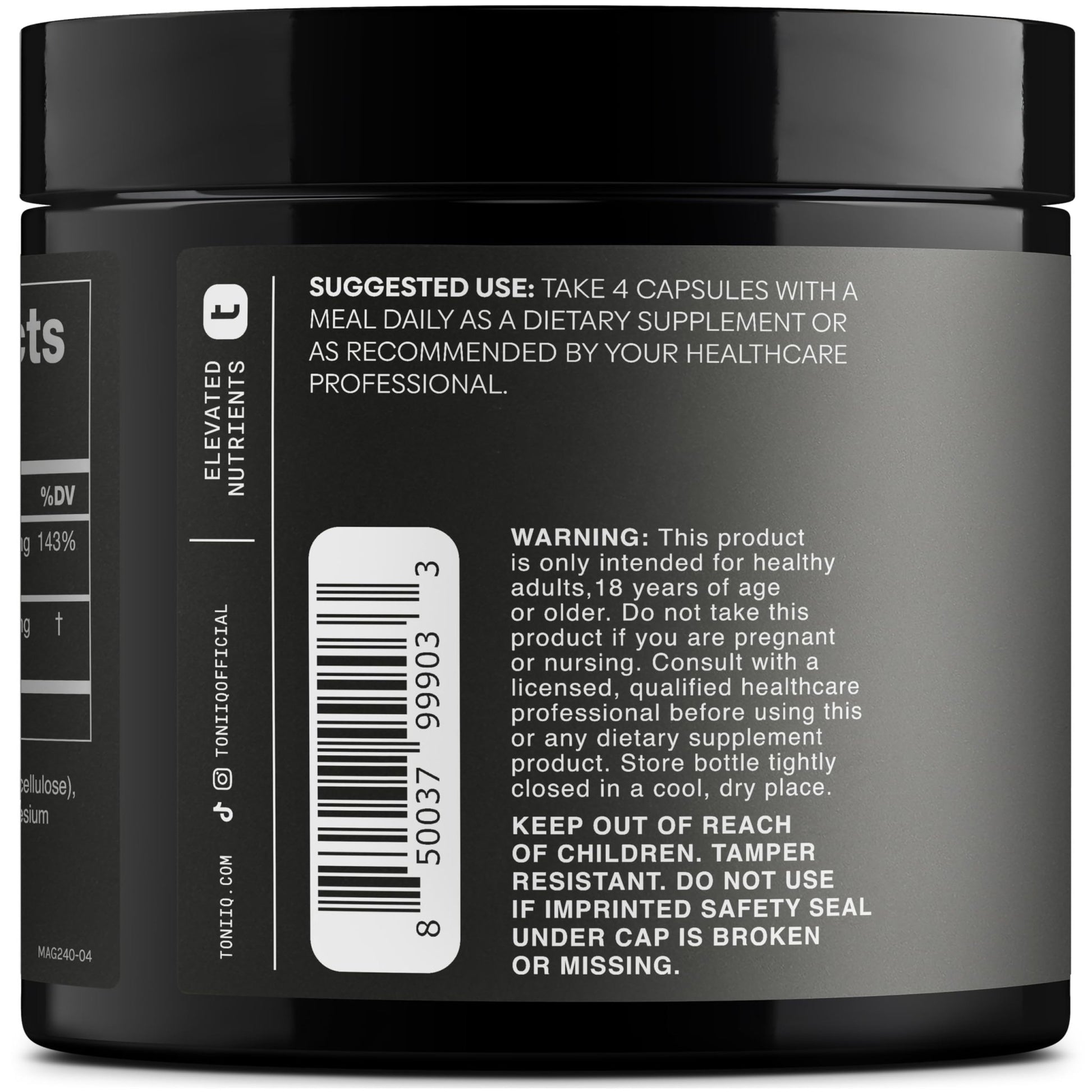 Toniiq 3,000mg Ultra High Strength Magnesium Glycinate - 20% Purified to Contain 600mg of Elemental Magnesium - Chelated and Bioavailable Magnesium - OzHealthStandard