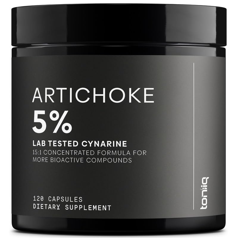 Toniiq Artichoke Extract 15:1 – with 5% Cynarin (60 mg) – 120 Vegan Capsules – Liver & Digestive Support - Lab Tested - Non-GMO - OzHealthStandard