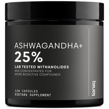 Toniiq Ashwagandha – 40:1 Concentrated Extract – 25% Withanolides – Wild Harvested in India – Highly Bioavailable with Black Pepper – Third-Party Tested – 120 Capsules - 1,300mg per Serving - OzHealthStandard