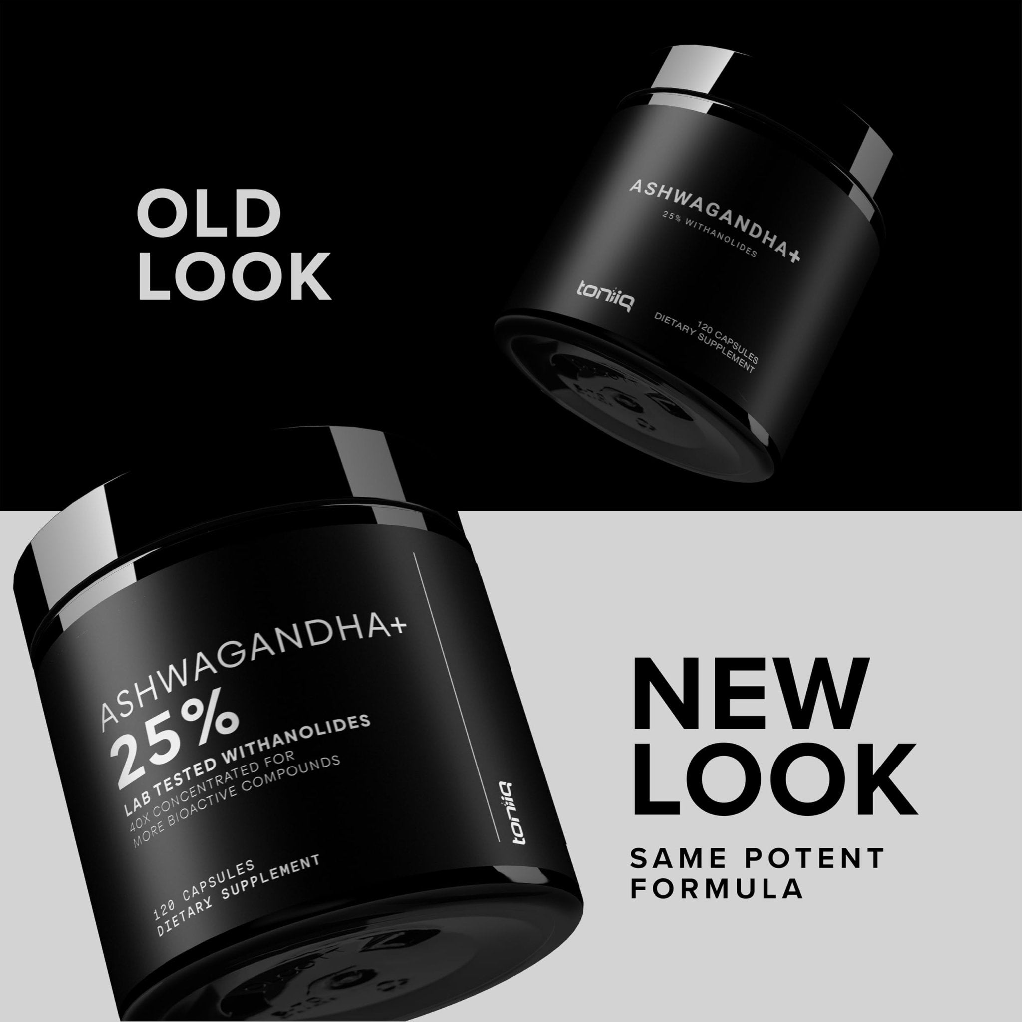 Toniiq Ashwagandha – 40:1 Concentrated Extract – 25% Withanolides – Wild Harvested in India – Highly Bioavailable with Black Pepper – Third-Party Tested – 120 Capsules - 1,300mg per Serving - OzHealthStandard