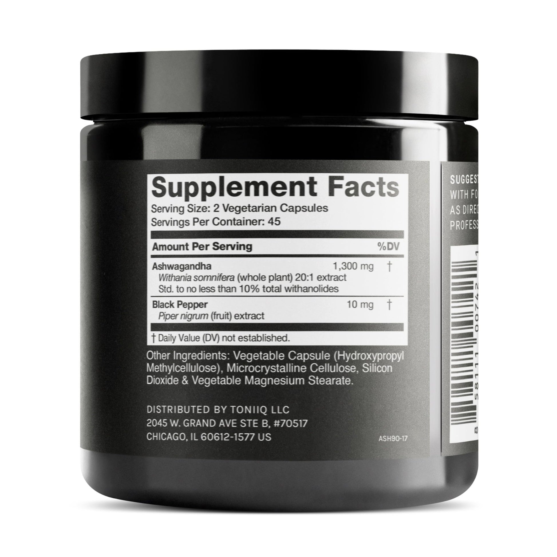 Toniiq Ashwagandha - Ultra High Potency 20:1 Extract with 10% Withanolides - Wild Harvested in India - Highly Concentrated - Third-Party Lab Tested - 90 Capsules - OzHealthStandard
