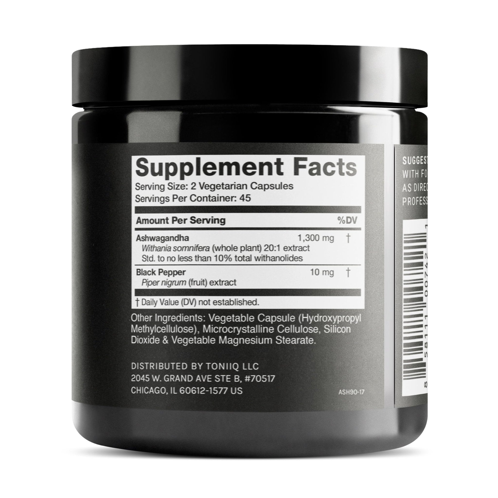 Toniiq Ashwagandha - Ultra High Potency 20:1 Extract with 10% Withanolides - Wild Harvested in India - Highly Concentrated - Third-Party Lab Tested - 90 Capsules - OzHealthStandard