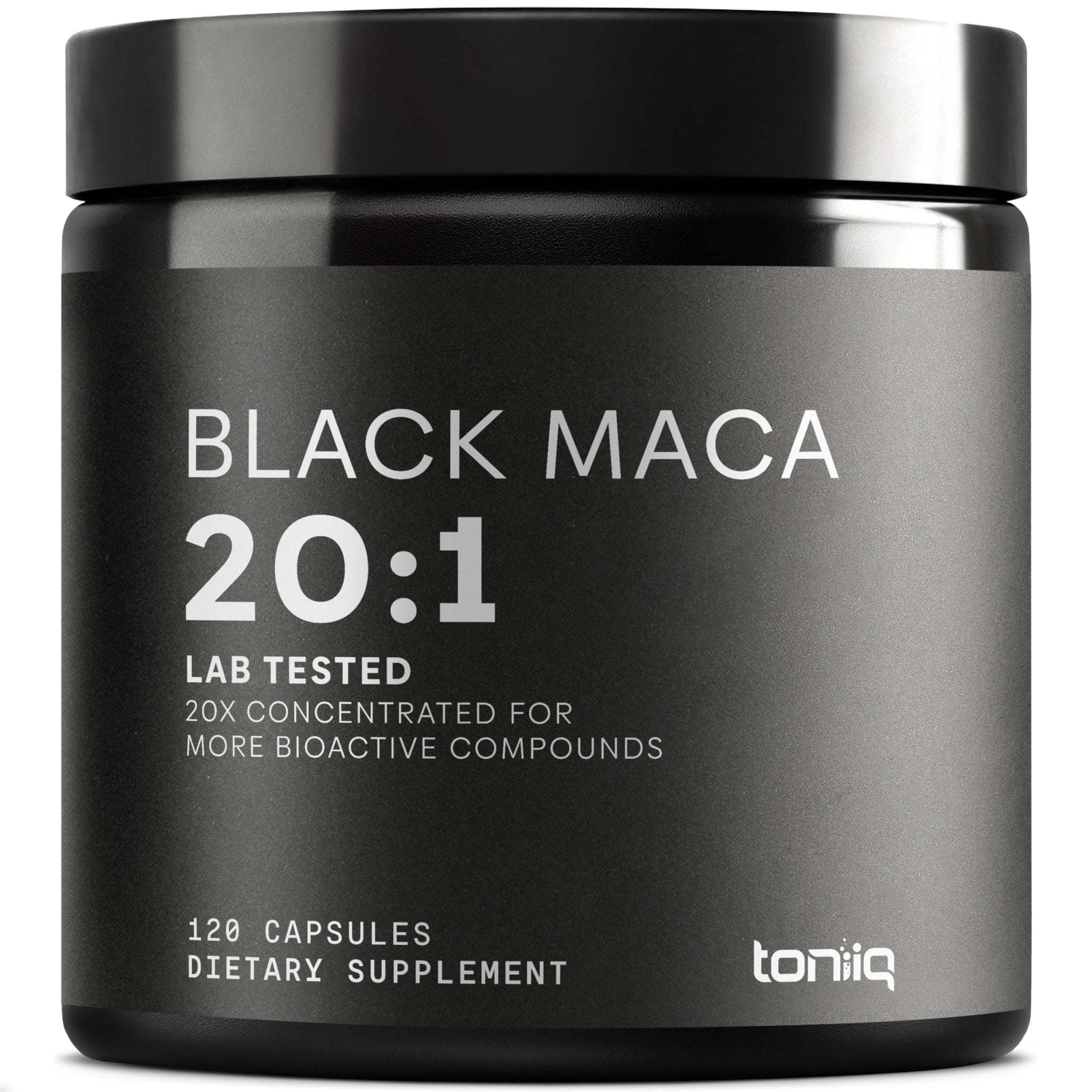 Toniiq Black Maca Root - Ultra High Potency 20:1 Extract - Single Origin, Wildcrafted & Highly Concentrated - Third-Party Lab Tested - 120 Capsules - OzHealthStandard
