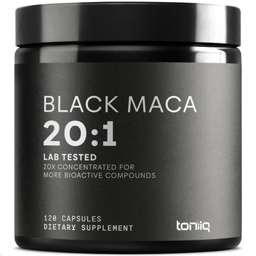 Toniiq Black Maca Root - Ultra High Potency 20:1 Extract - Single Origin, Wildcrafted & Highly Concentrated - Third-Party Lab Tested - 120 Capsules - OzHealthStandard