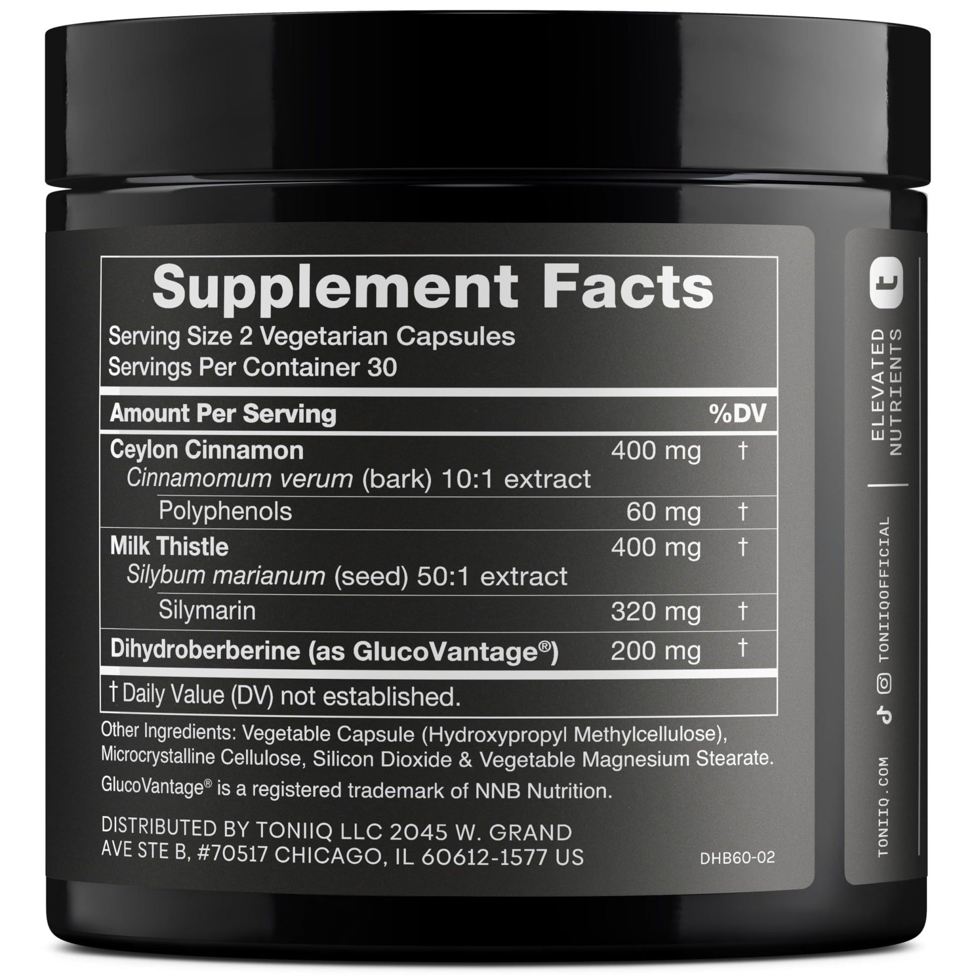 Toniiq Dihydroberberine Supplement - Ultra High Potency 1,000mg Formula with GlucoVantage, 10:1 Ceylon Cinnamon & 50:1 Milk Thistle - Third-Party Lab Tested - OzHealthStandard