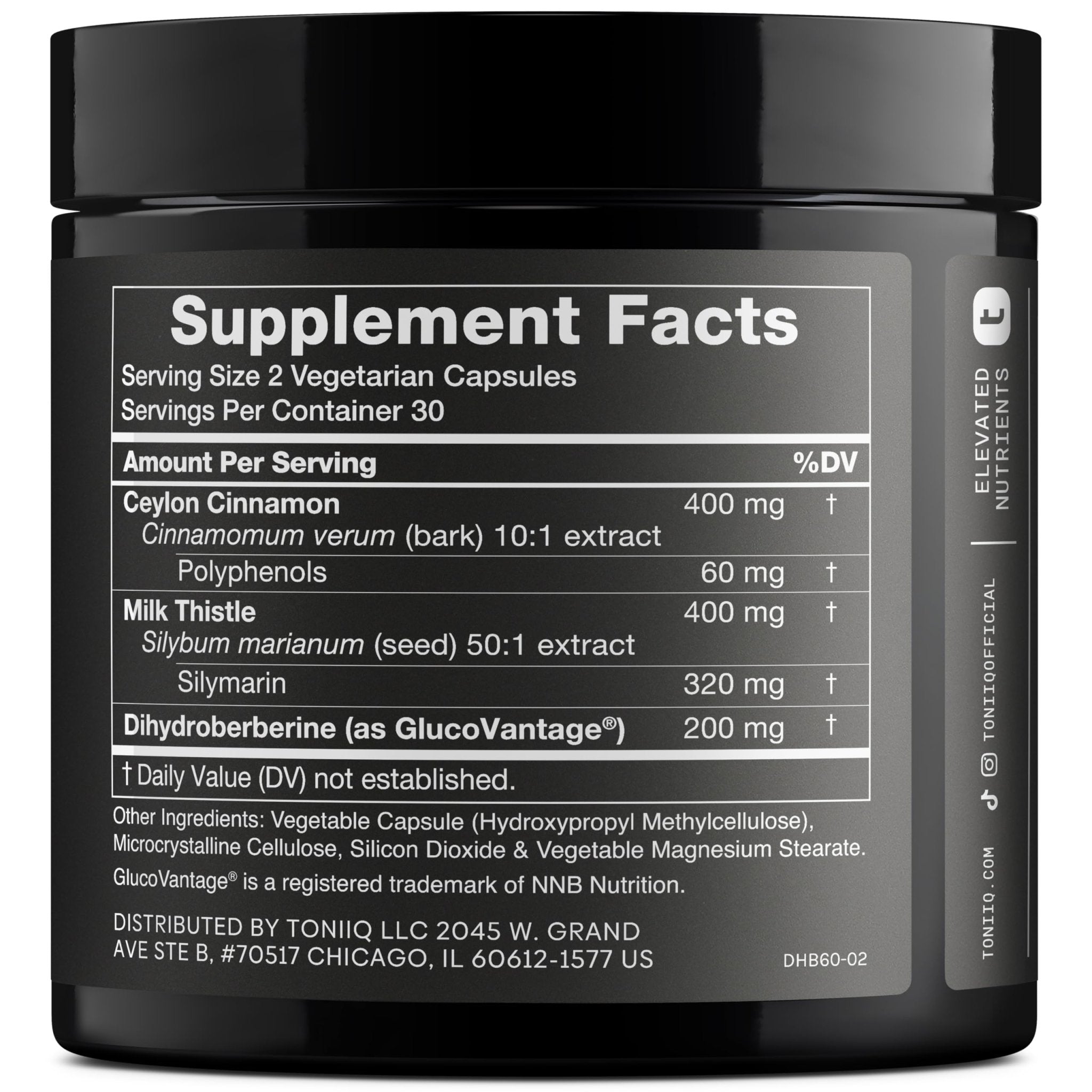 Toniiq Dihydroberberine Supplement - Ultra High Potency 1,000mg Formula with GlucoVantage, 10:1 Ceylon Cinnamon & 50:1 Milk Thistle - Third-Party Lab Tested - OzHealthStandard