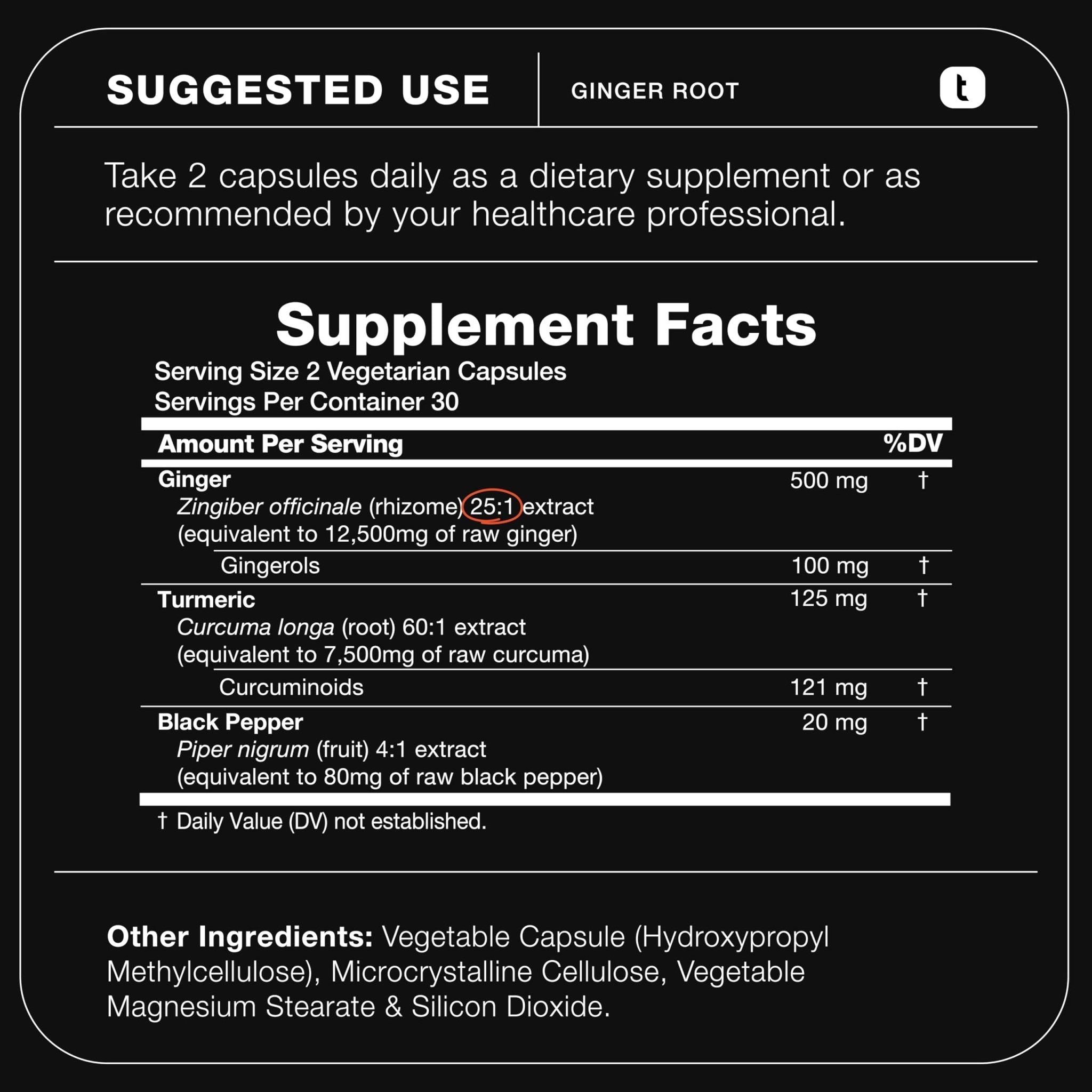 Toniiq Ginger Root Capsules – Ultra High Potency 25:1 Extract with 20% Gingerols – with Curcumin & Black Pepper for Synergy – Lab Tested – 60 Capsules - OzHealthStandard