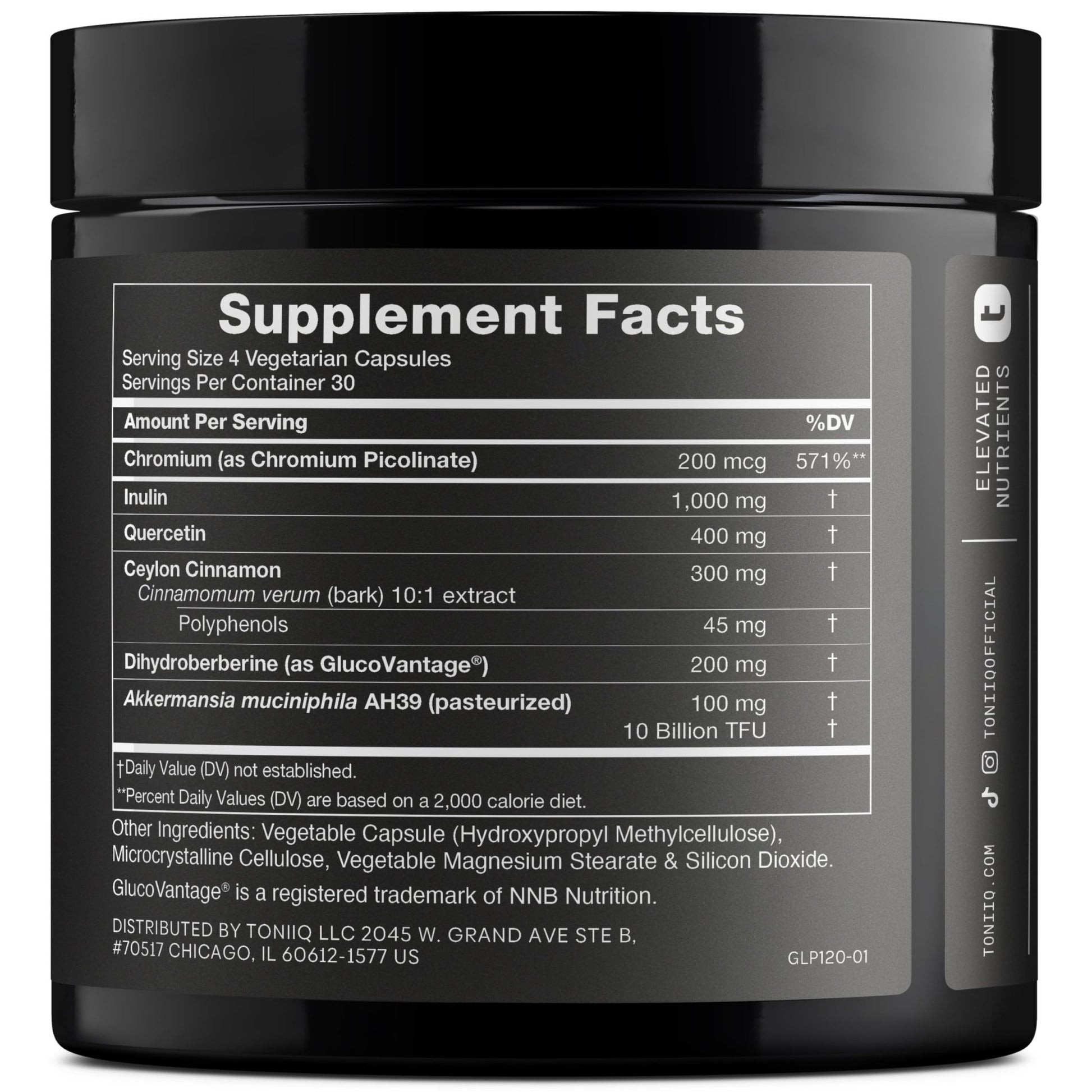 Toniiq GLP-1 Support — with Clinically Studied, Patented GlucoVantage® Dihydroberberine and Akkermansia — Appetite and Fullness Support — 120 Capsules (60-Day Supply) - OzHealthStandard