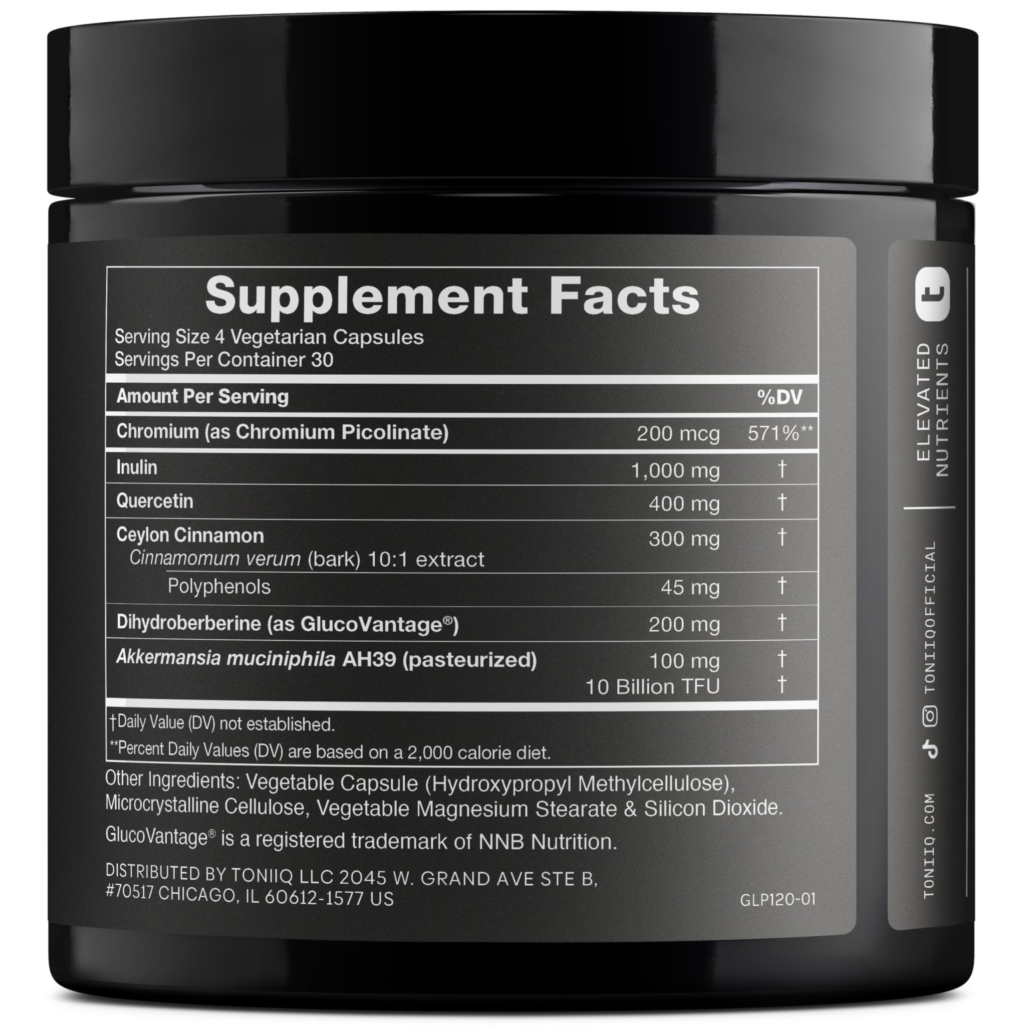 Toniiq GLP-1 Support — with Clinically Studied, Patented GlucoVantage® Dihydroberberine and Akkermansia — Appetite and Fullness Support — 120 Capsules (60-Day Supply) - OzHealthStandard