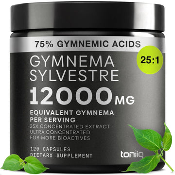 Toniiq Gymnema Sylvestre – Ultra High Potency 25:1 Extract Standardized to 75% Gymnemic Acids – 500mg Clinical Dose – Triple-Tested Purity – 120 Vegan Capsules - OzHealthStandard