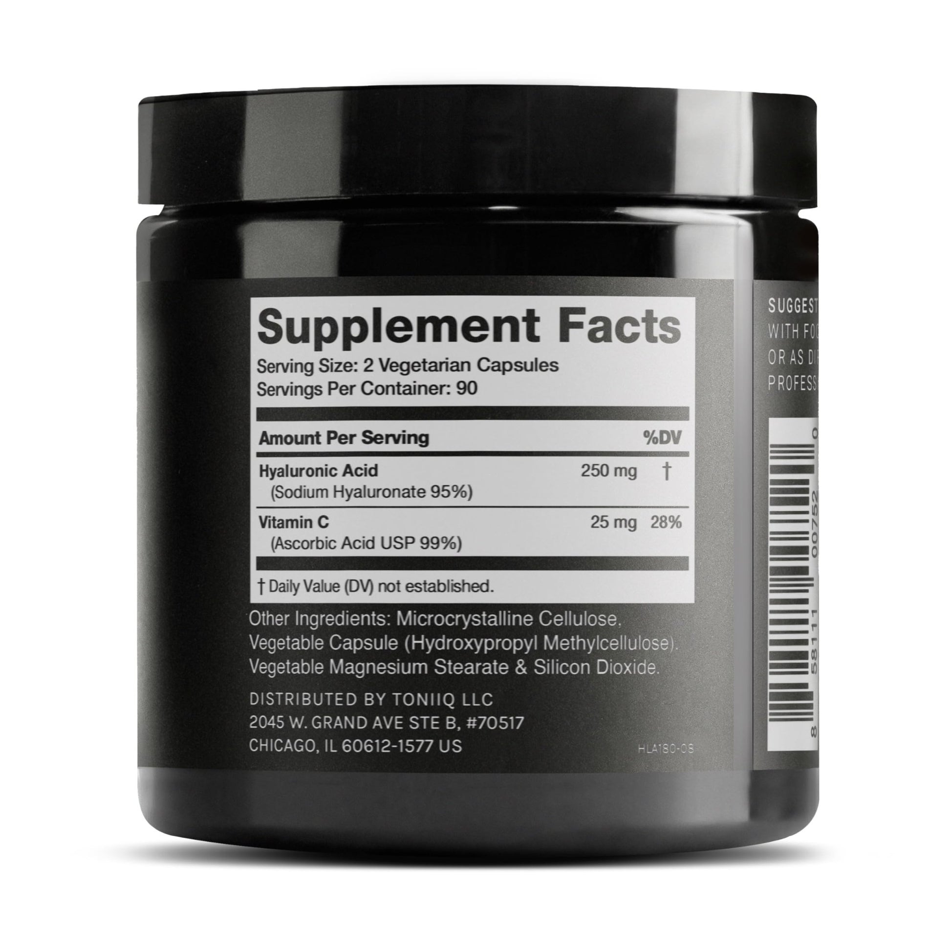 Toniiq Hyaluronic Acid Supplements – Lab Tested 95% Ultra High Purity – Fermented and Bioavailable with Vitamin C – Third Party Lab Tested – 180 Capsules - OzHealthStandard