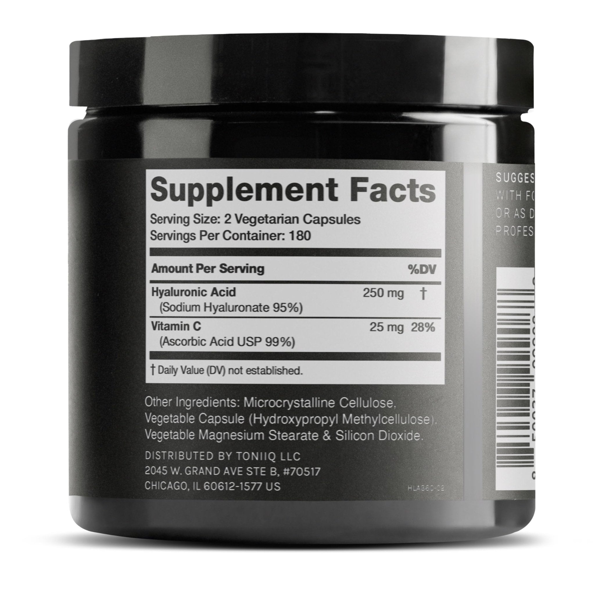 Toniiq Hyaluronic Acid Supplements – Lab Tested 95% Ultra High Purity – Fermented and Bioavailable with Vitamin C – Third Party Lab Tested – 360 Capsules - OzHealthStandard