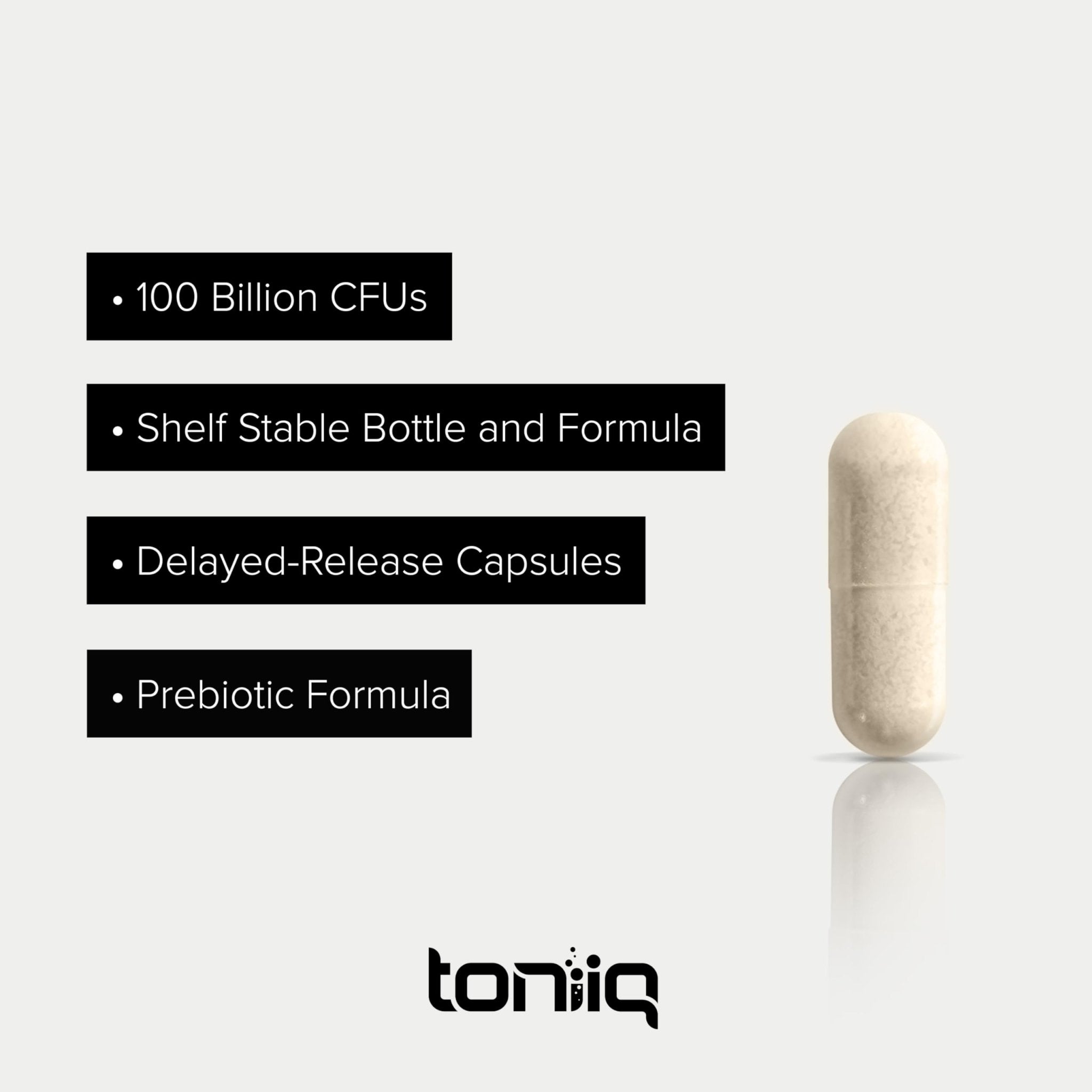 Toniiq Lactobacillus Plantarum – 100 Billion CFU High-Strength Single-Strain Probiotic with FOS – Delayed-Release Veggie Capsules – Third-Party Tested Potency – 60 Capsules - OzHealthStandard