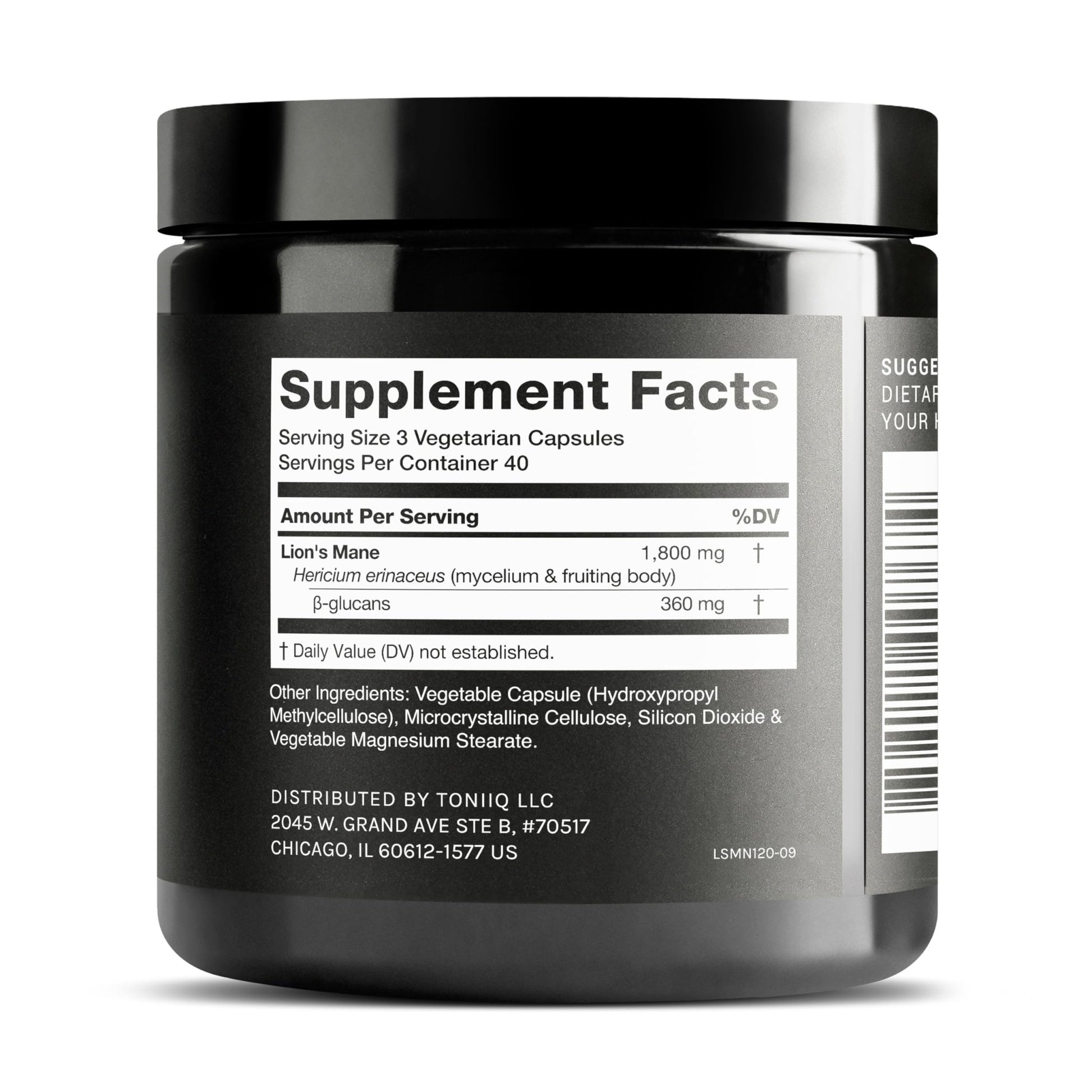 Toniiq Lion’s Mane - Ultra High Potency 10:1 Extract with 30% Polysaccharides - Highly Concentrated & Bioactive - Third-Party Lab Tested - 120 Capsules - OzHealthStandard