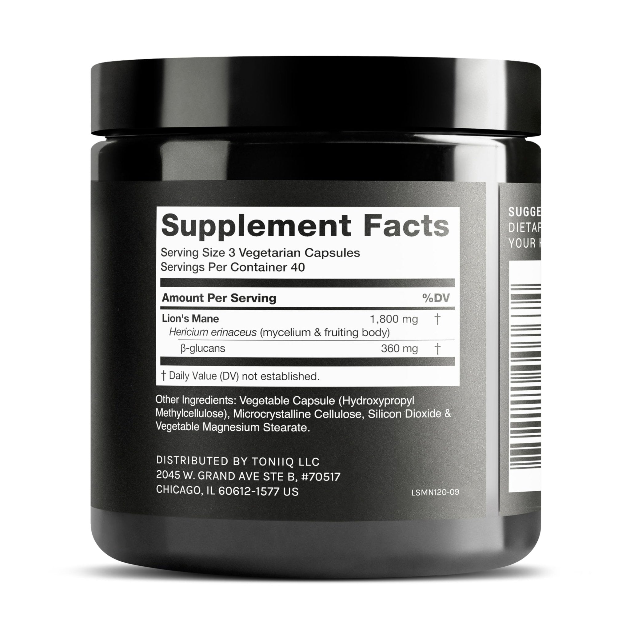 Toniiq Lion’s Mane - Ultra High Potency 10:1 Extract with 30% Polysaccharides - Highly Concentrated & Bioactive - Third-Party Lab Tested - 120 Capsules - OzHealthStandard