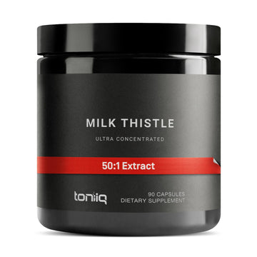 Toniiq Milk Thistle - Ultra High Potency 50:1 Extract with 80% Silymarin - Highly Concentrated - Third-Party Lab Tested - 90 Capsules - OzHealthStandard