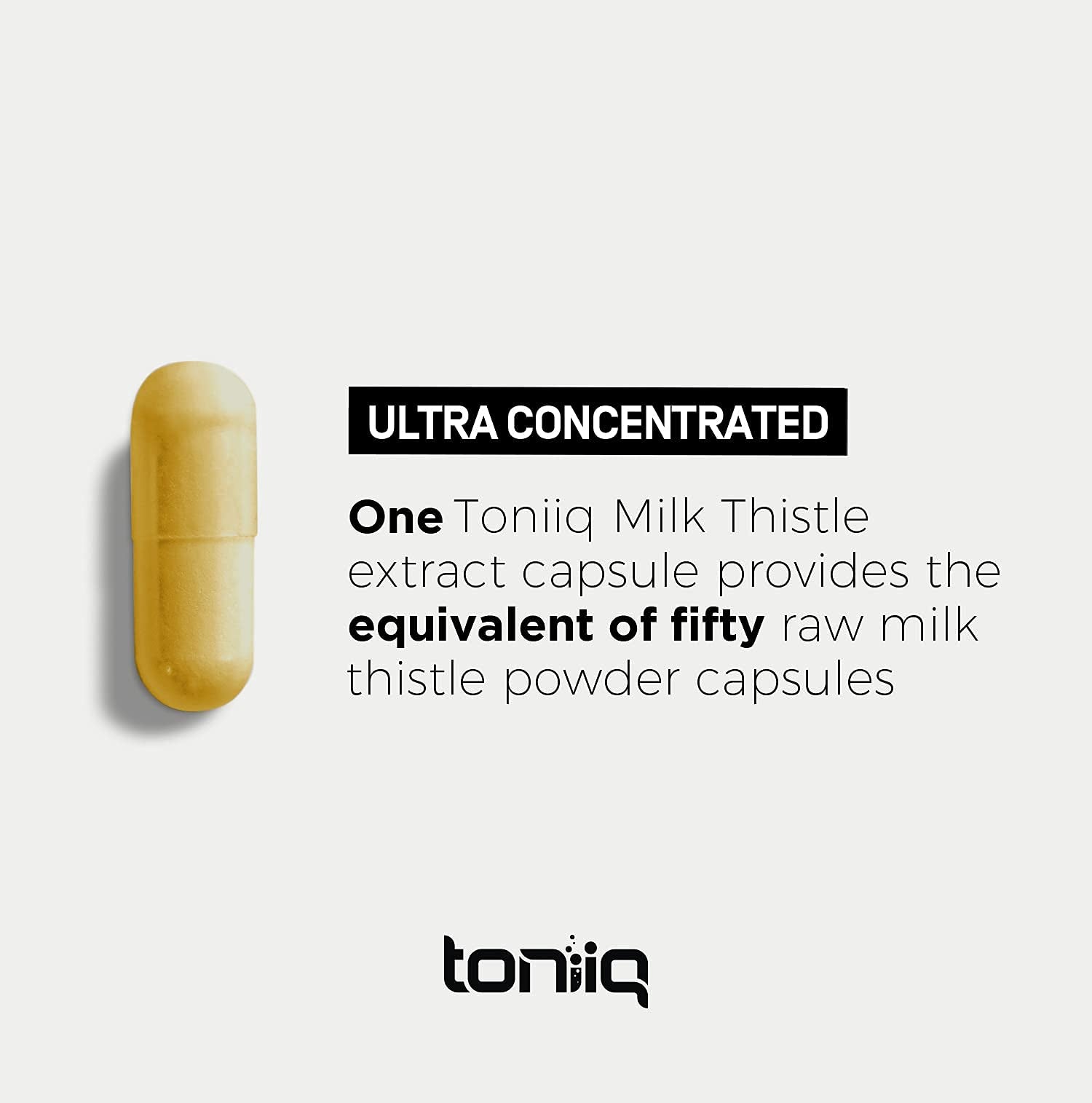 Toniiq Milk Thistle - Ultra High Potency 50:1 Extract with 80% Silymarin - Highly Concentrated - Third-Party Lab Tested - 90 Capsules - OzHealthStandard
