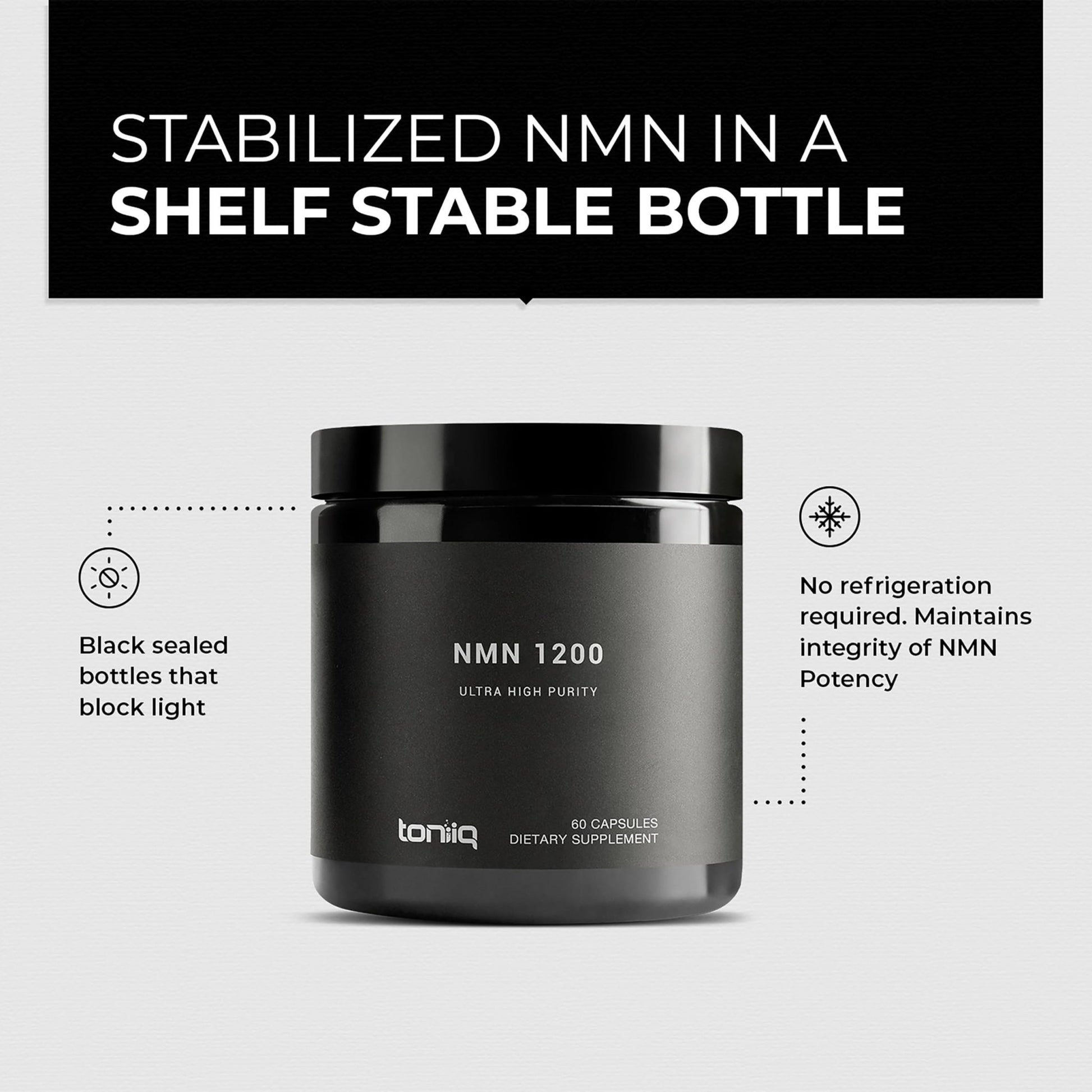 Toniiq NMN Supplement 1200mg - Third Party Tested Stabilized Capsules - 98% Highly Purified for NAD + - 60 Capsules Nicotinamide Mononucleotide Booster Supplement - OzHealthStandard