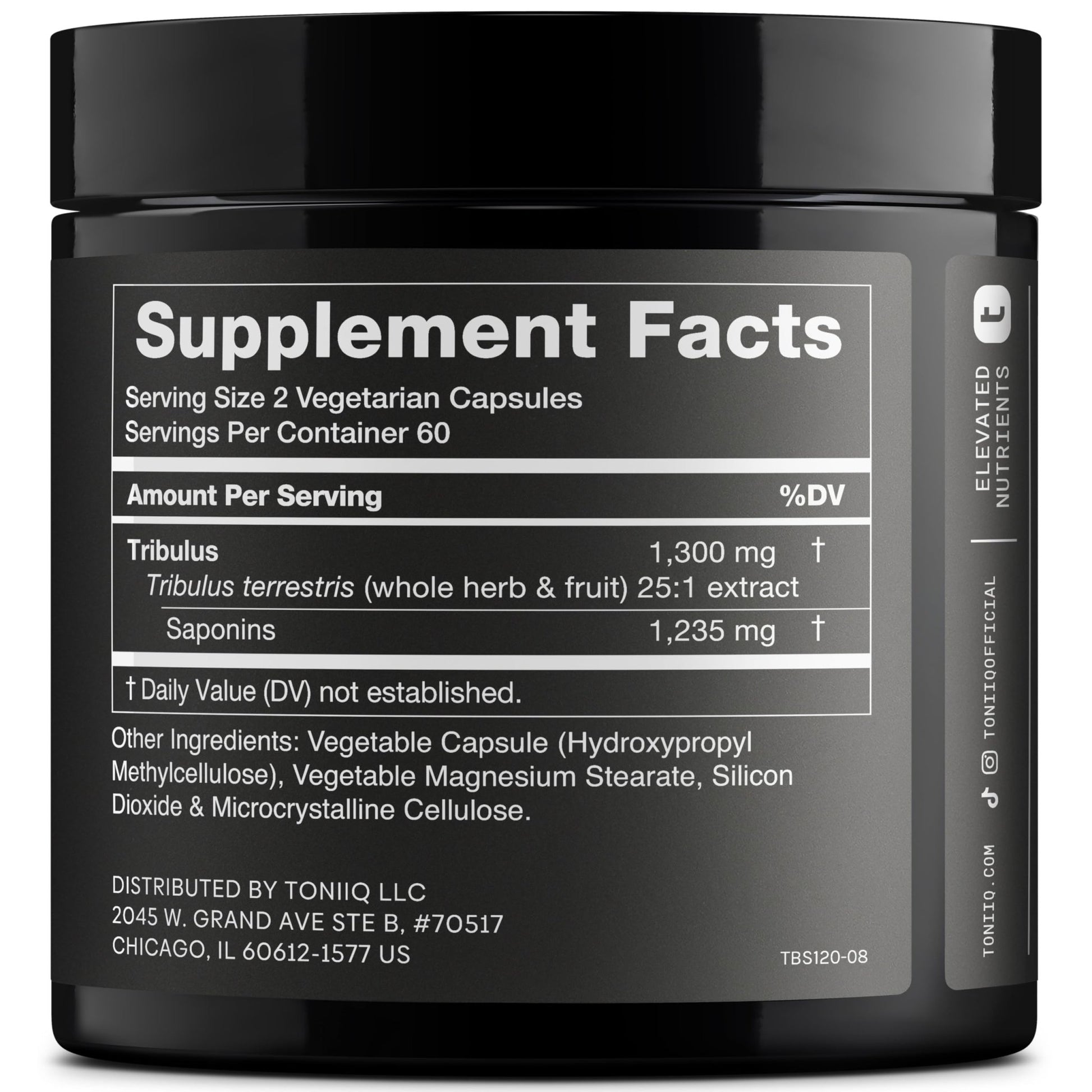 Toniiq Tribulus Terrestris for Men - Ultra High Potency 25:1 Extract with 95% Saponins - 1300mg Pure & Concentrated Formula - Third-Party Lab Tested for Purity & Quality - 120 Capsules - OzHealthStandard