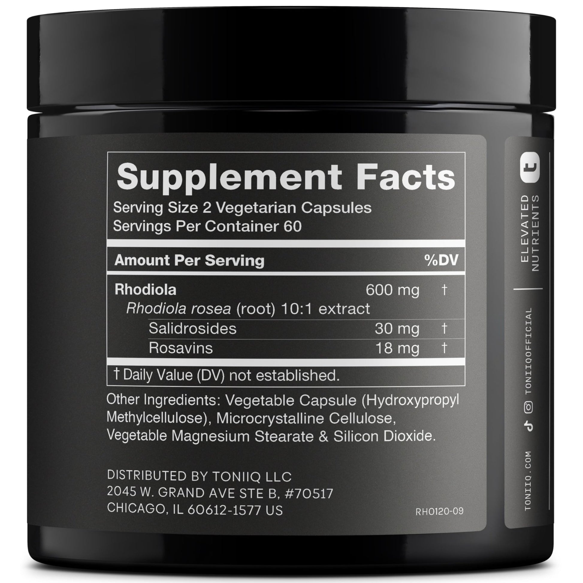 Toniiq Triple-Strength 600mg Rhodiola Rosea - 120 Capsules - 5% Salidroside Concentrated Extract - Highly Purified and Bioavailable - OzHealthStandard
