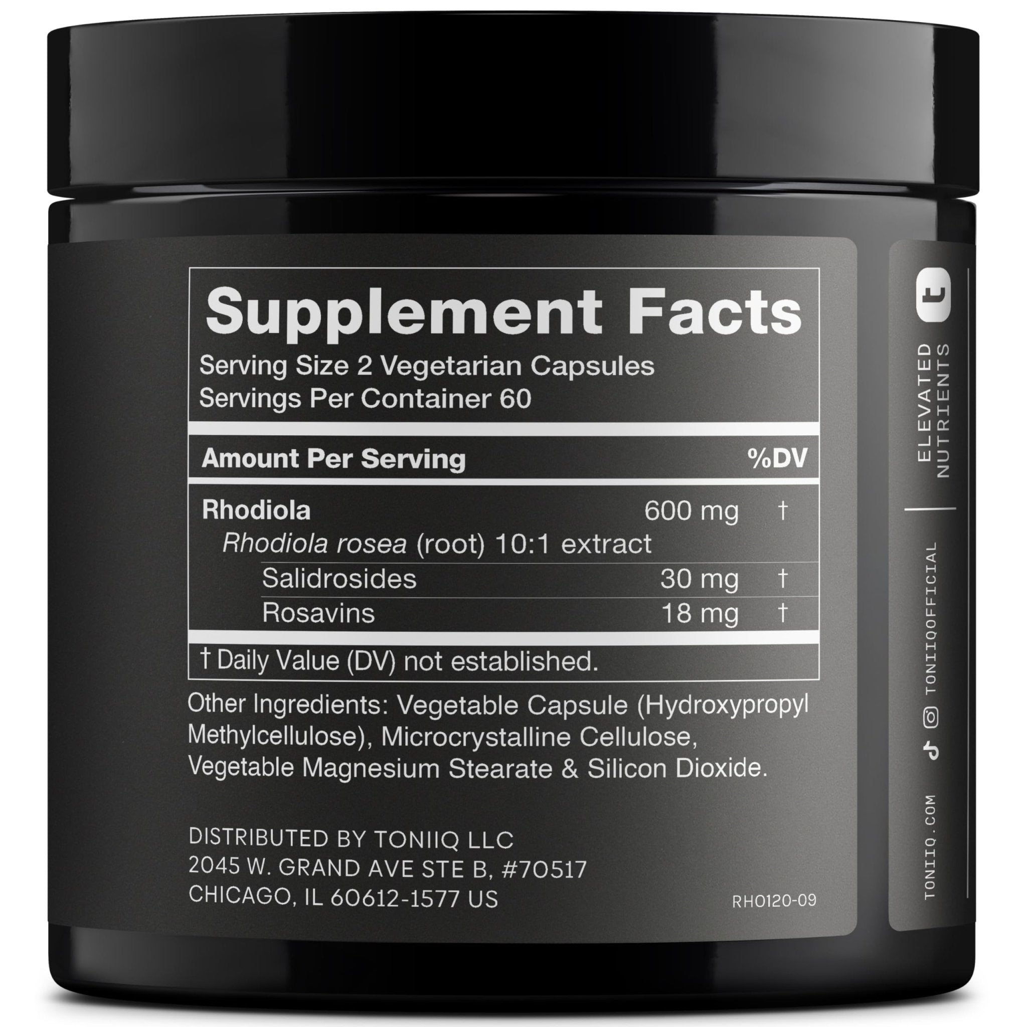 Toniiq Triple-Strength 600mg Rhodiola Rosea - 120 Capsules - 5% Salidroside Concentrated Extract - Highly Purified and Bioavailable - OzHealthStandard