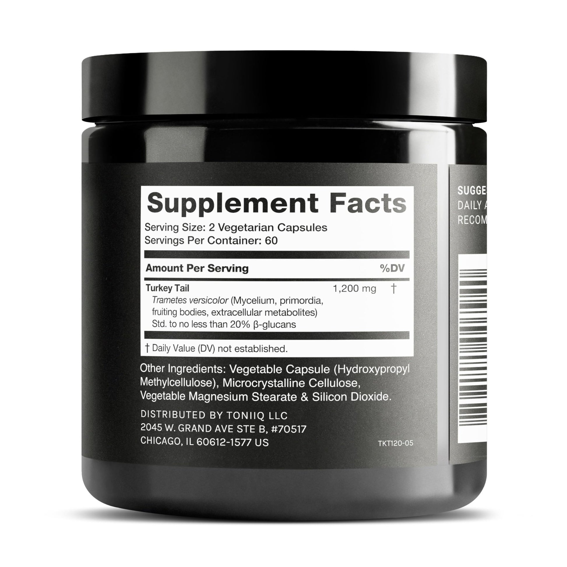 Toniiq Turkey Tail Mushroom Capsules - Ultra High Potency with 20% Beta Glucans - Highly Concentrated - Third-Party Lab Tested - 120 Capsules - OzHealthStandard