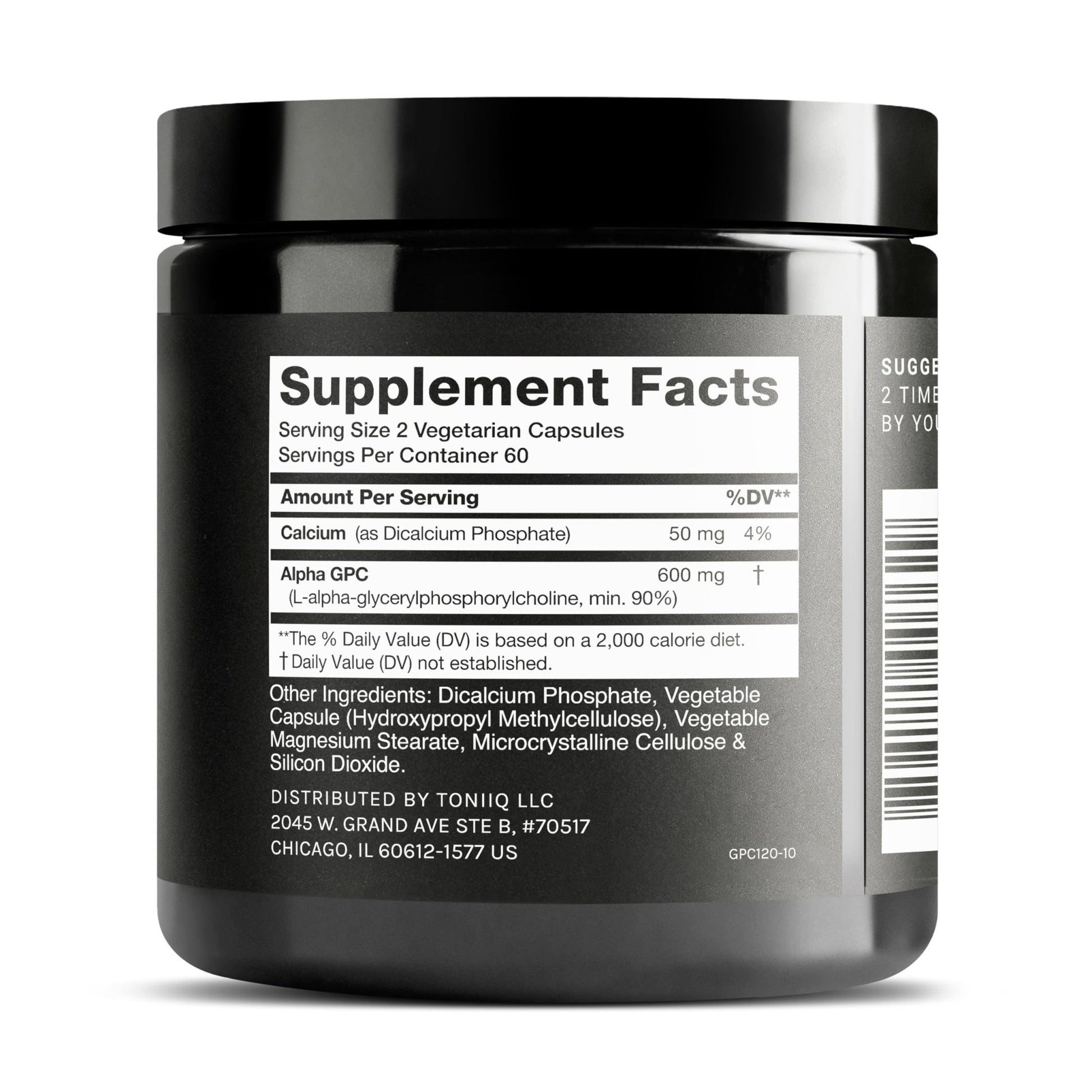 Toniiq Ultra High Purity Alpha GPC Capsules - 600mg Concentrated Formula - 90%+ Highly Purified and Bioavailable Nootropic - 120 Capsules Alpha GPC Supplement - OzHealthStandard