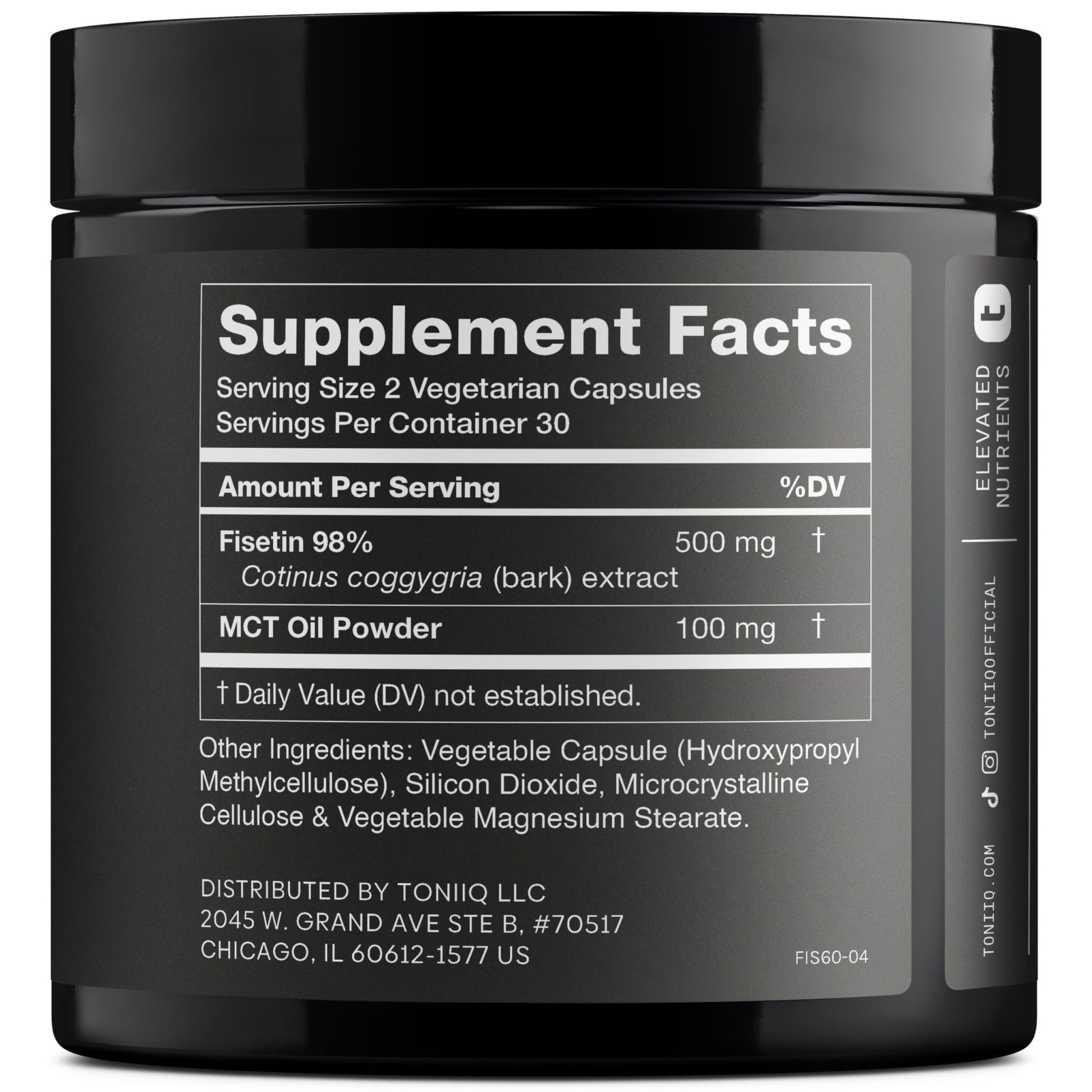 Toniiq Ultra High Purity Fisetin 500mg - 98%+ Higly Purified & Bioavailable Fisetin Supplement with MCT Oil for Absorption - Third-Party Tested Senolytic Supplements for Aging Support - 60 Capsules - OzHealthStandard