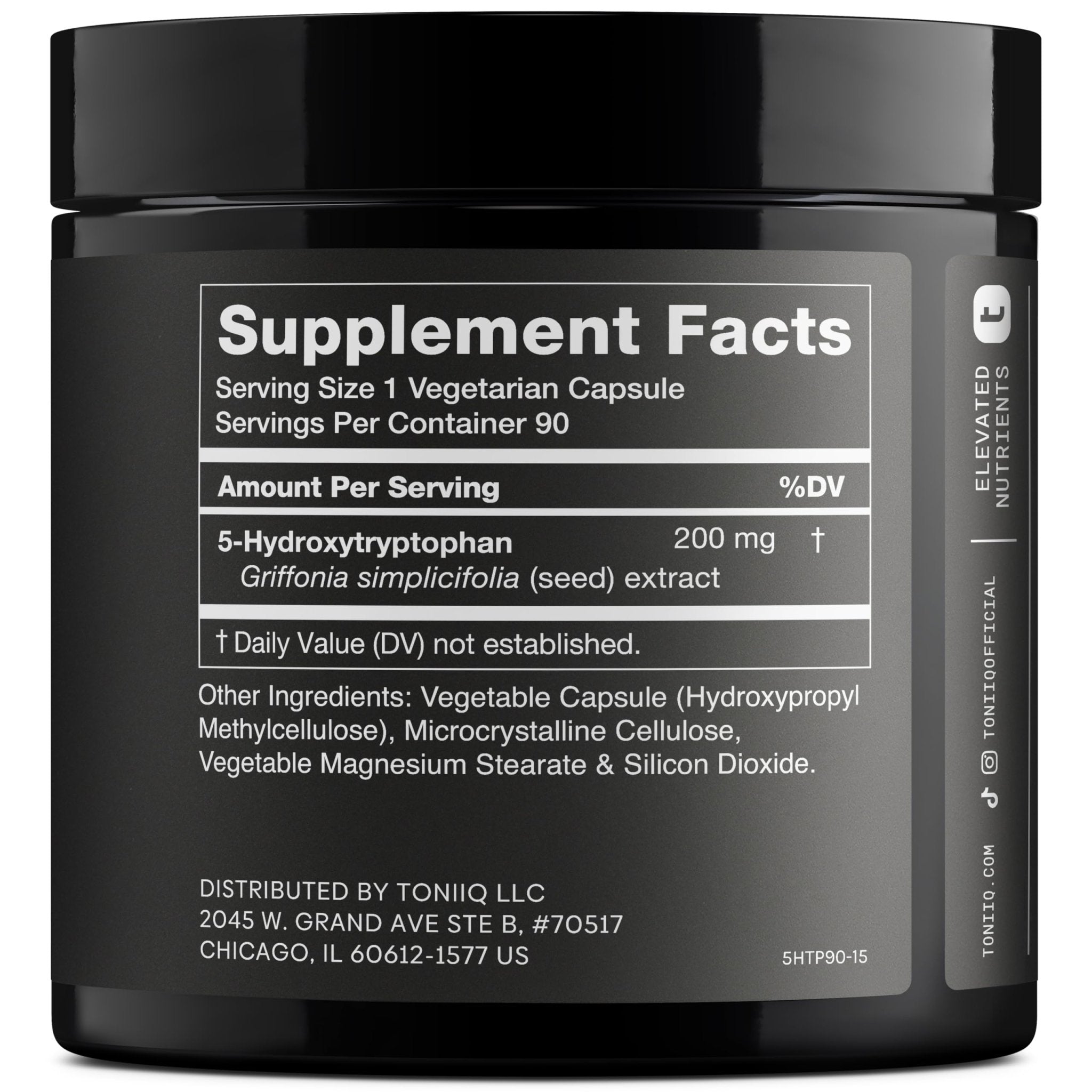 Toniiq Ultra High Strength 5HTP Capsules - 99%+ Highly Purified and Bioavailable - 12:1 Concentrated Extract - 200mg - 90 Veggie Capsules - OzHealthStandard